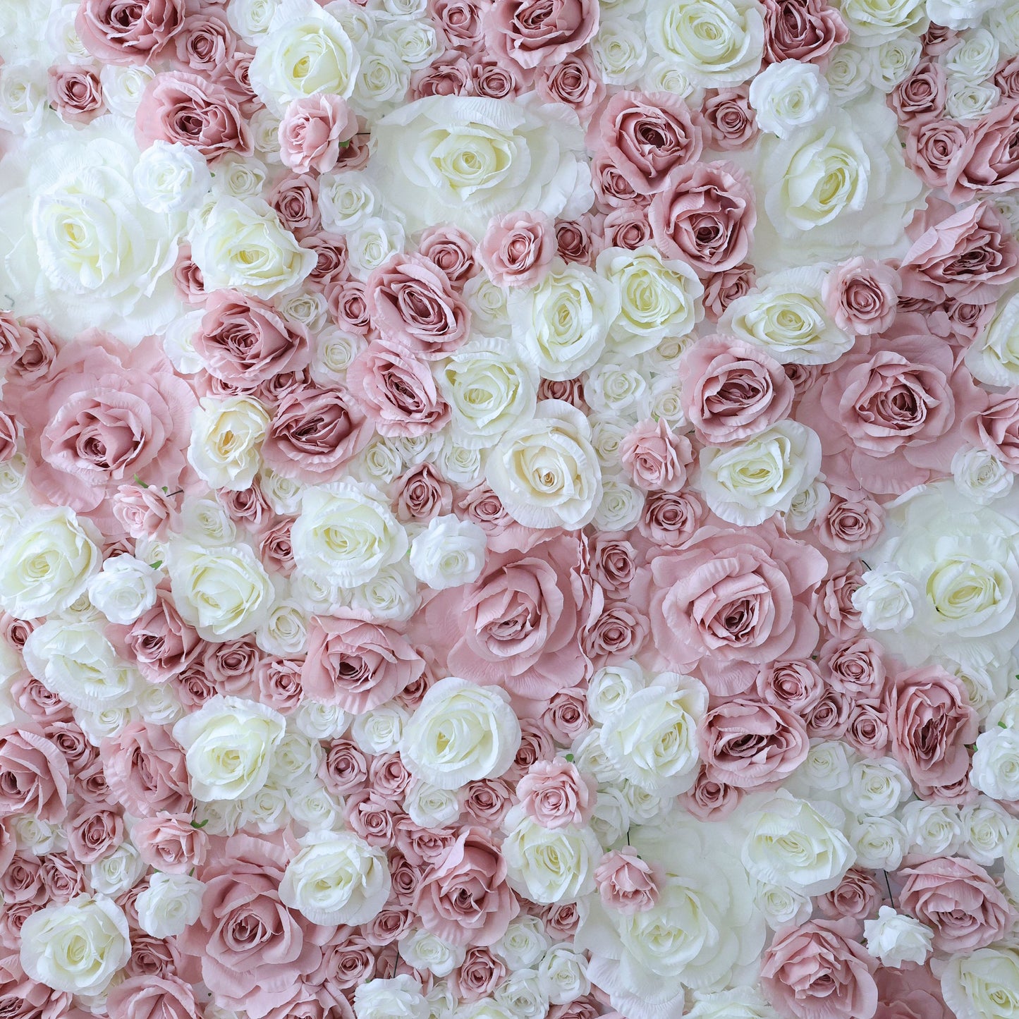 ValarFlowers faux flower wall backdrop with roses peonies hydrangeas in pink cream, dense floral panel for wedding ceremony photo booth decor