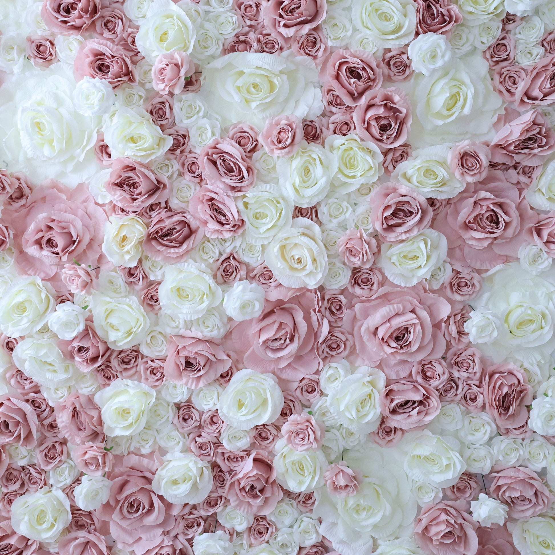 ValarFlowers faux flower wall backdrop with roses peonies hydrangeas in pink cream, dense floral panel for wedding ceremony photo booth decor