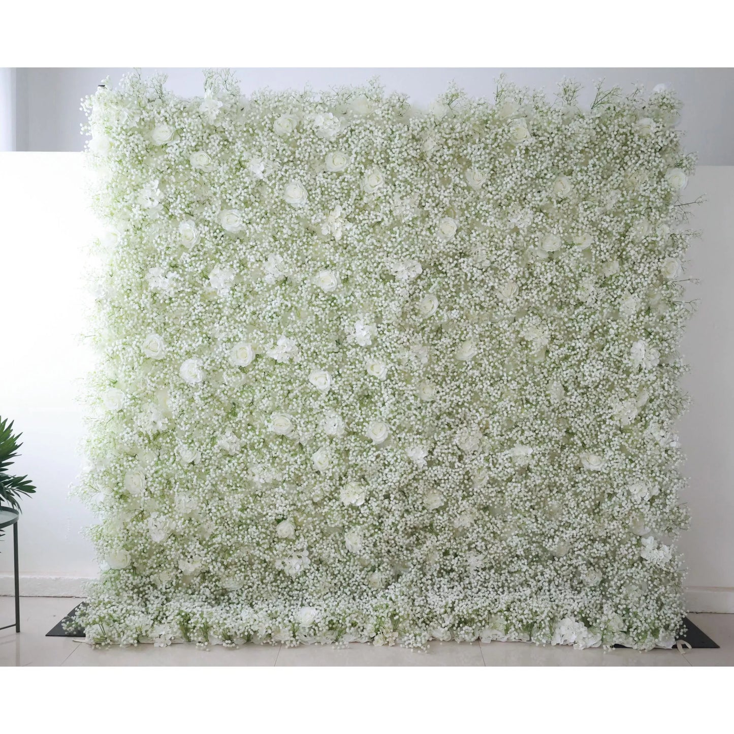 ValarFlowers Artificial Floral Wall Backdrop: Elysian Garden Baby's Breath Artificial Floral Wall Backdrop: Ethereal White Blossoms Edition-VF-268