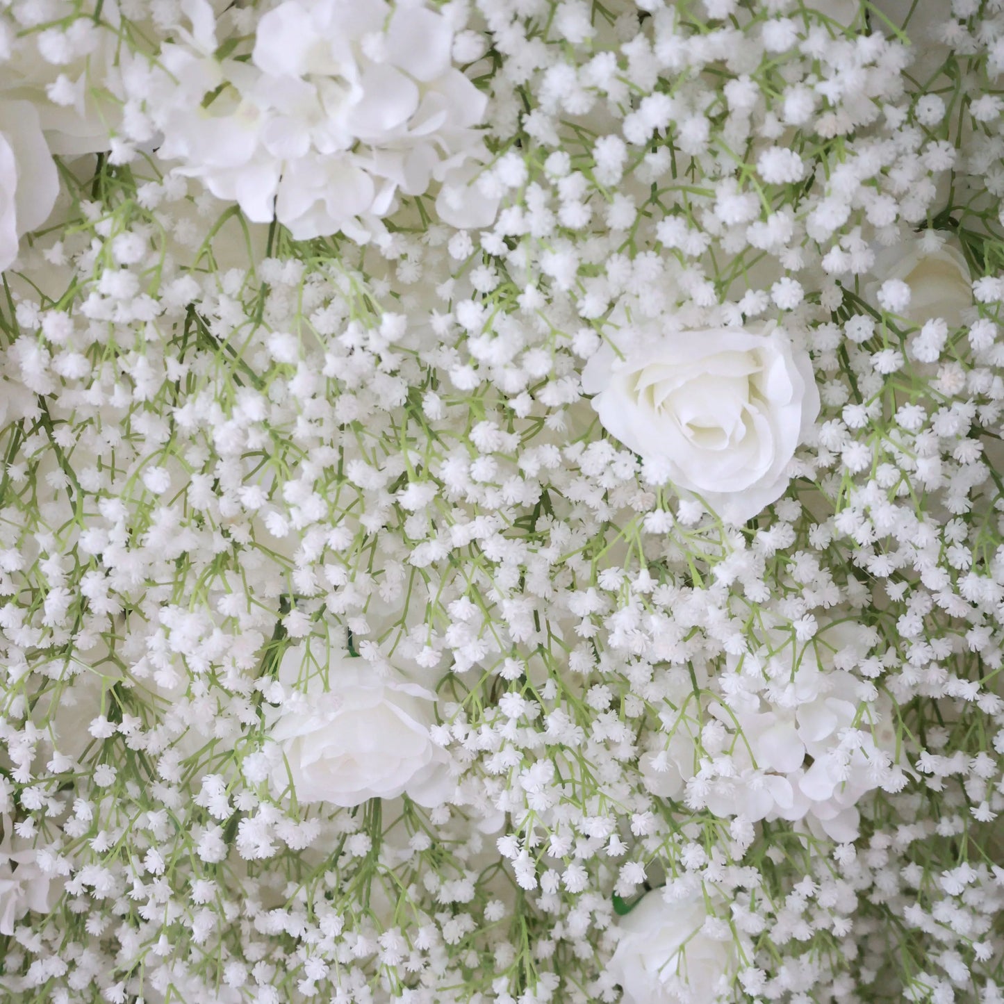 ValarFlowers Artificial Floral Wall Backdrop: Elysian Garden Baby's Breath Artificial Floral Wall Backdrop: Ethereal White Blossoms Edition-VF-268