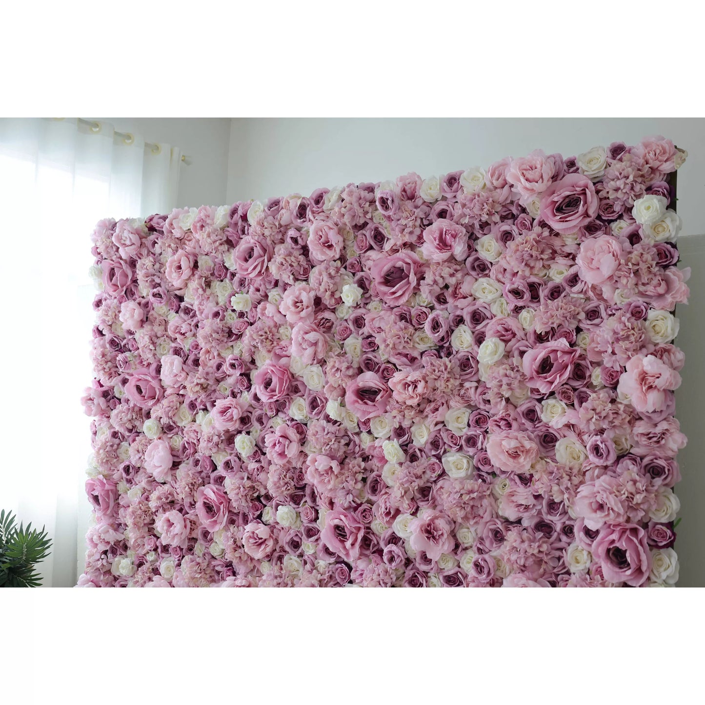 ValarFlowers purple white rose artificial flower wall backdrop for wedding party event decor - faux floral panel