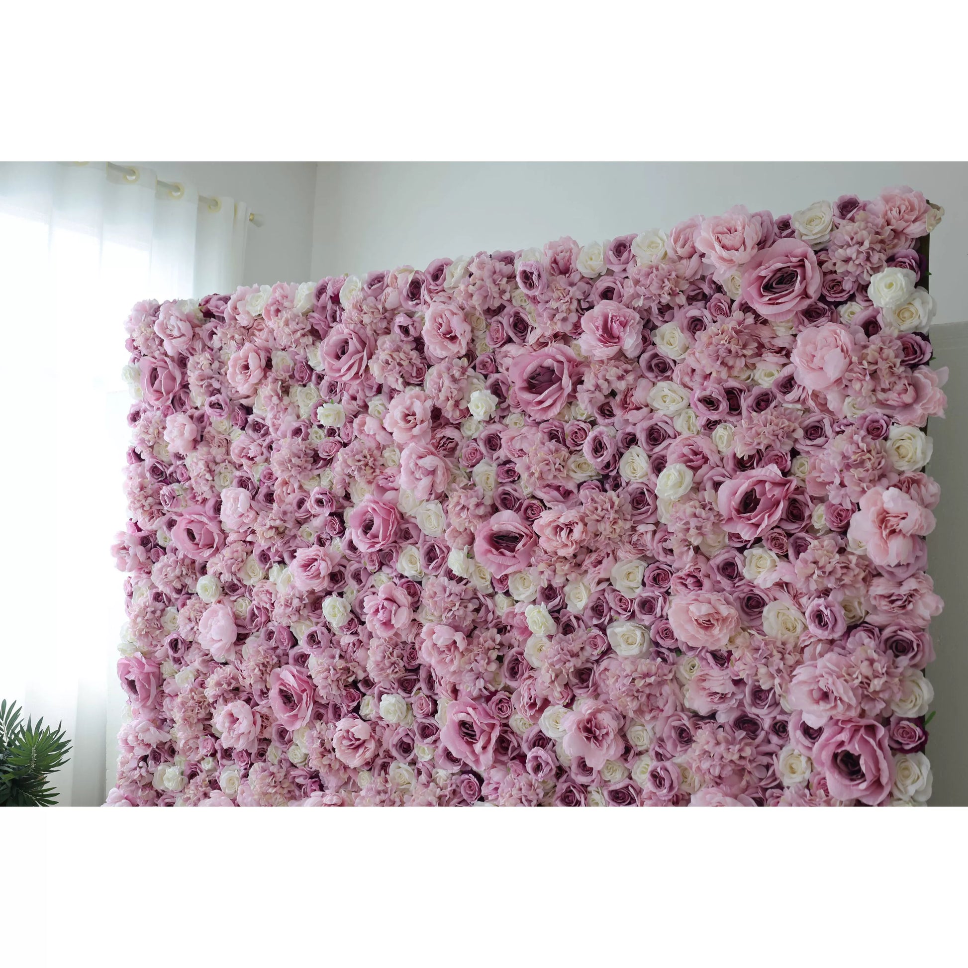 ValarFlowers purple white rose artificial flower wall backdrop for wedding party event decor - faux floral panel