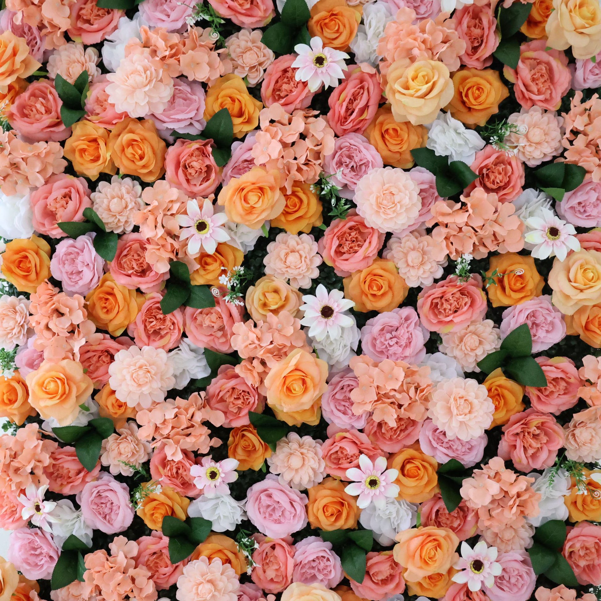 ValarFlowers artificial flower wall backdrop with lush roses peonies hydrangeas in soft pink cream ivory for wedding ceremony photo booth decor