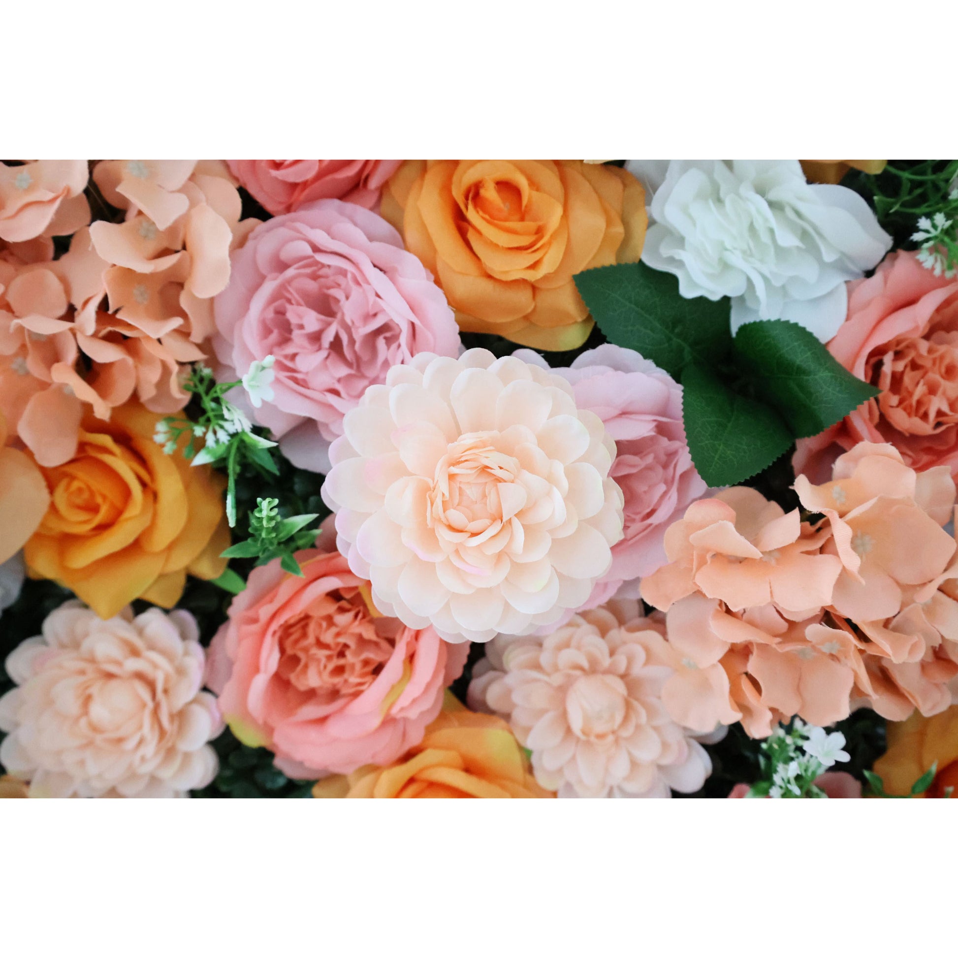 ValarFlowers luxury artificial flower wall backdrop with lush roses peonies hydrangeas in soft pink ivory for wedding party photo booth