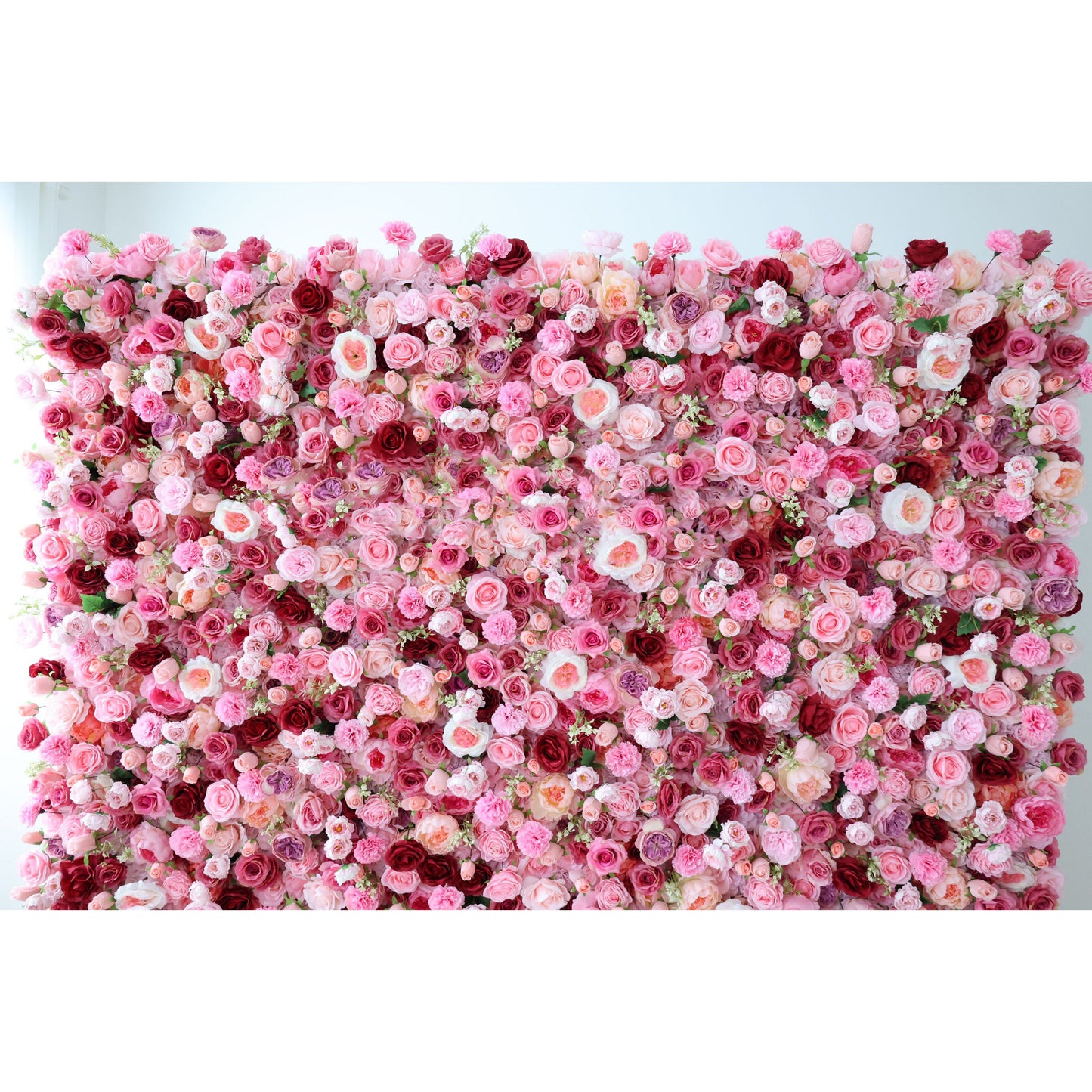 ValarFlowers faux flower wall backdrop with roses peonies hydrangeas, pink white floral panel for wedding party decoration