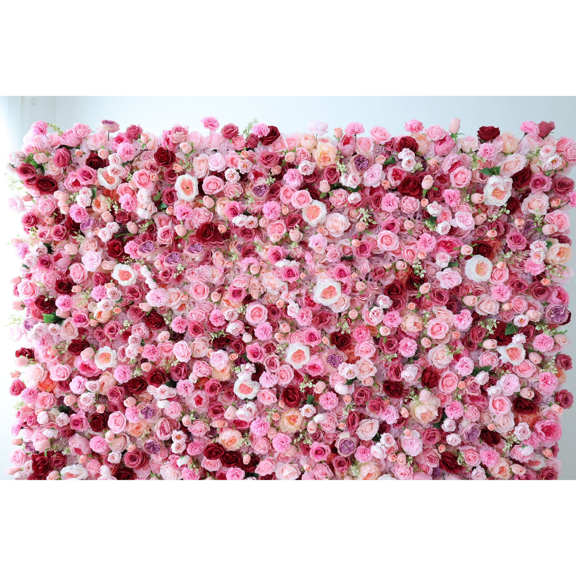 ValarFlowers faux flower wall backdrop with roses peonies hydrangeas, pink white floral panel for wedding party decoration