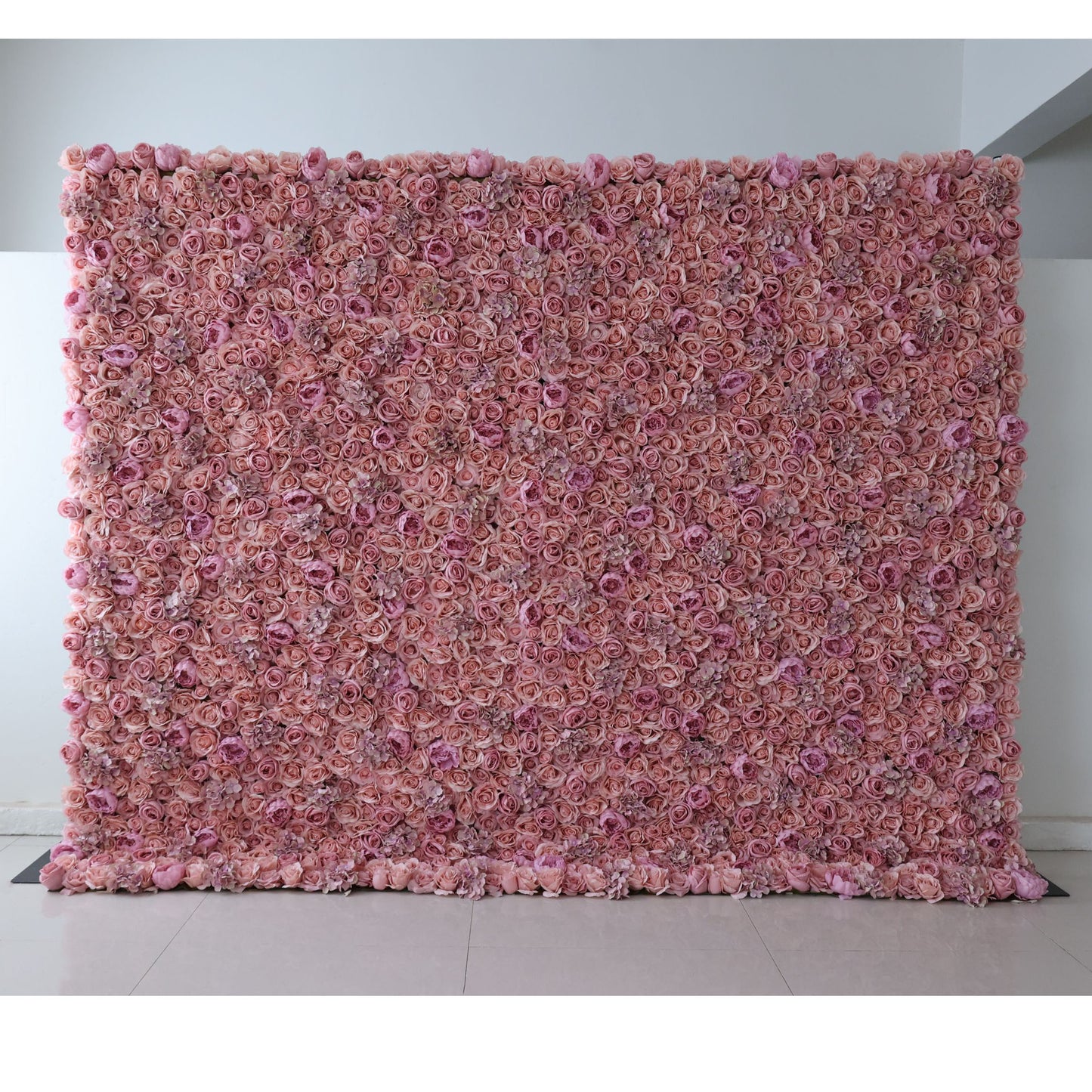 ValarFlowers luxury artificial flower wall backdrop with roses peonies hydrangeas in pink ivory - perfect wedding ceremony photo booth decor