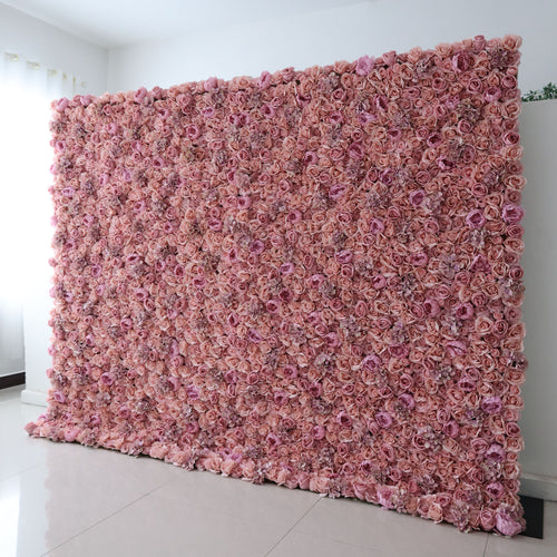 ValarFlowers luxury artificial flower wall with cascading roses peonies hydrangeas in soft pink ivory blush, elegant backdrop for wedding ceremony photo booth event decor