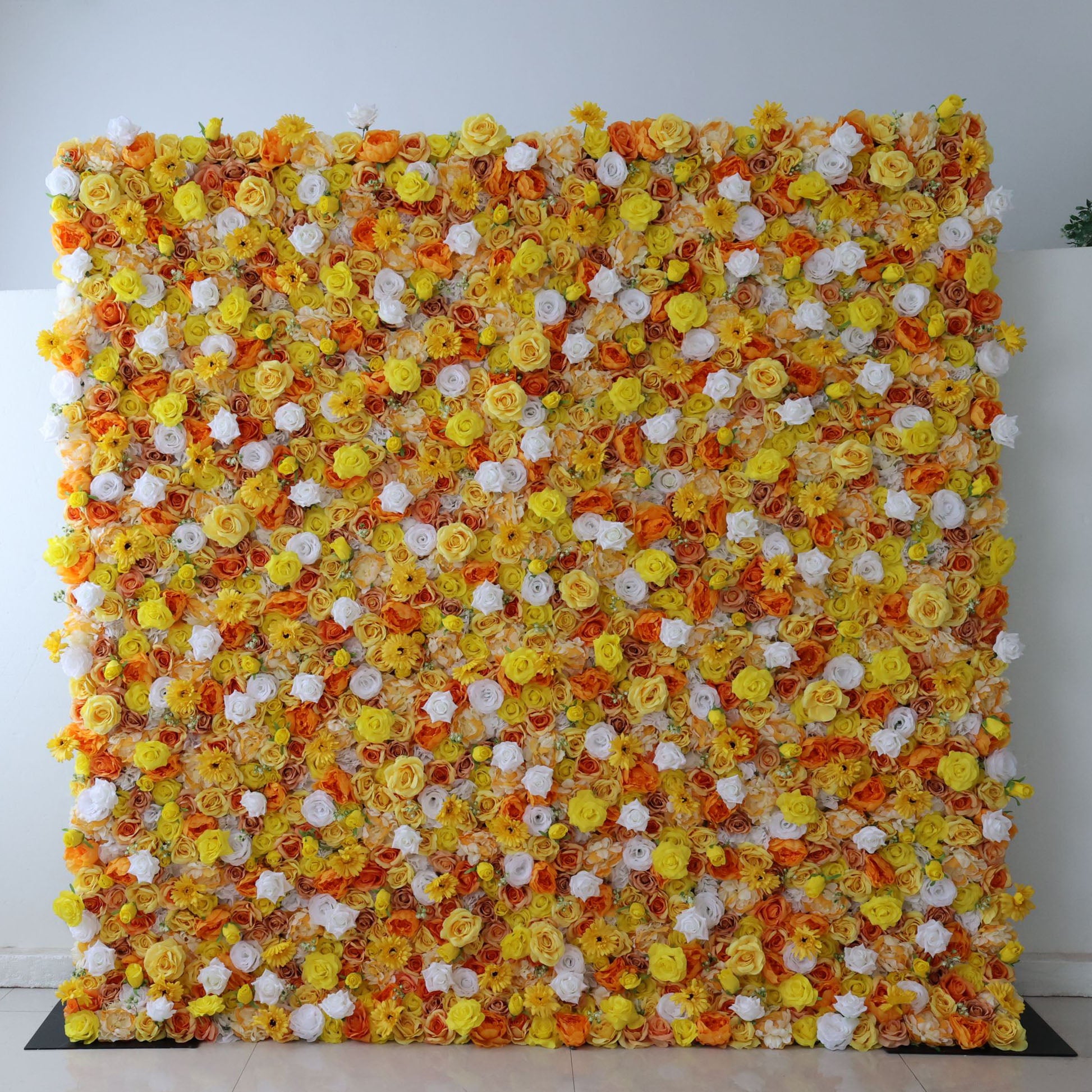 ValarFlowers artificial flower wall backdrop with lush roses, peonies and hydrangeas in pink and white, perfect wedding party decor