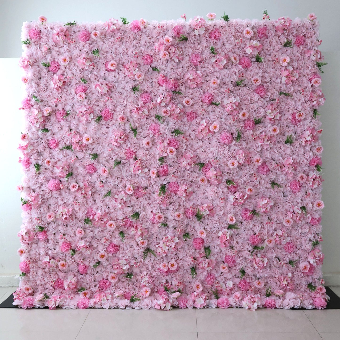 ValarFlowers luxury artificial flower wall backdrop with roses peonies hydrangeas in blush pink ivory white, dense faux floral panel for wedding ceremony photo booth decor