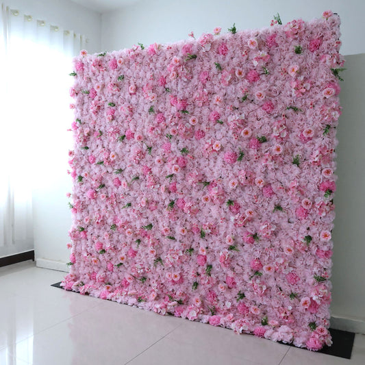 ValarFlowers luxury artificial flower wall backdrop with lush pink and white roses, peonies, hydrangeas and greenery for wedding, party, photo booth decor - VF-350