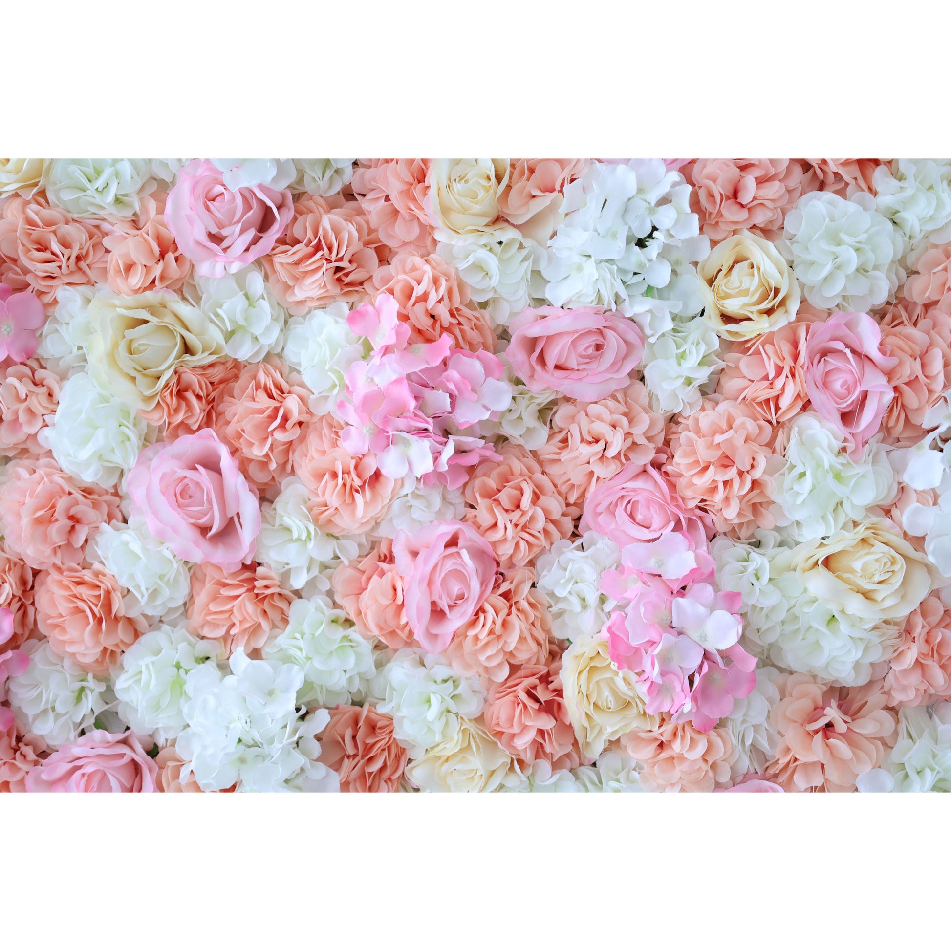 ValarFlowers artificial flower wall backdrop - lush peonies, roses, hydrangeas in pink ivory, luxury wedding party photo booth decor