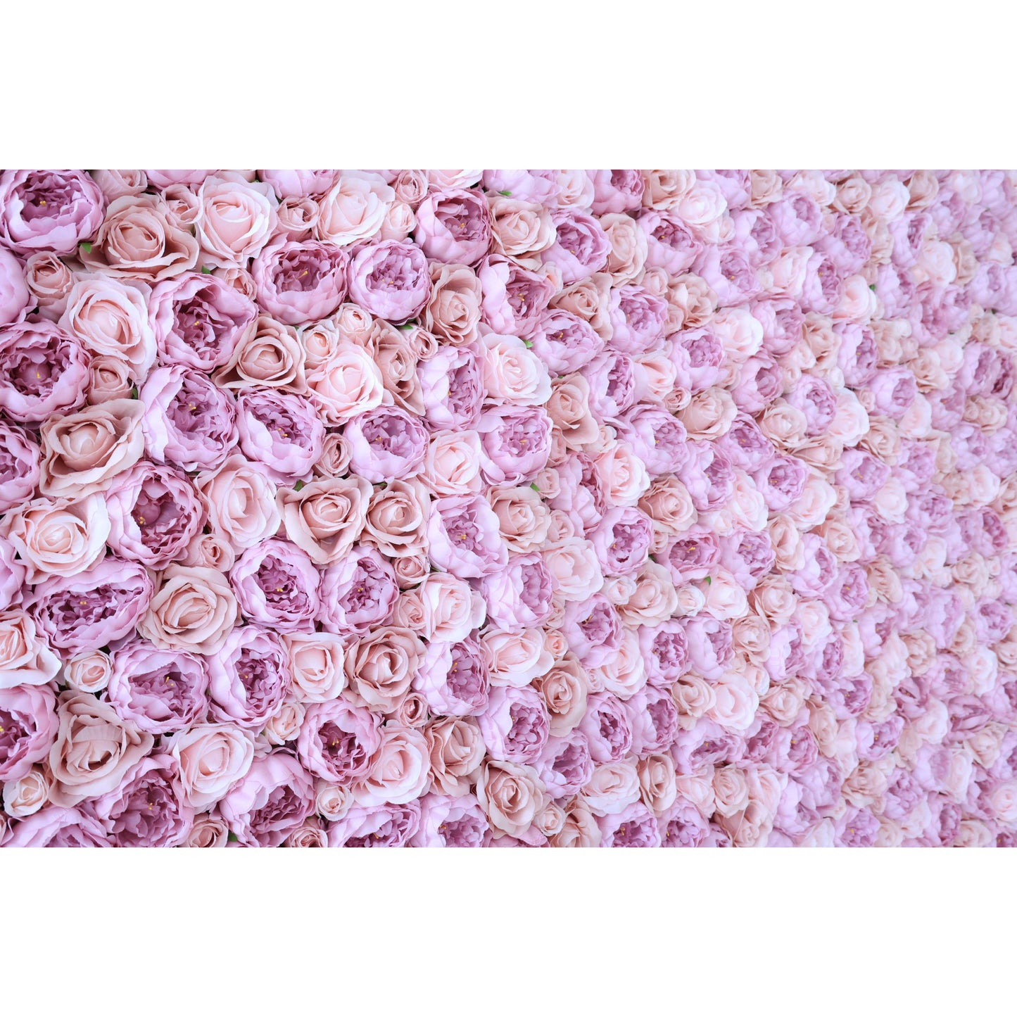 ValarFlowers luxuriously dense artificial flower wall backdrop with roses peonies hydrangeas and greenery for wedding party photo booth event decor