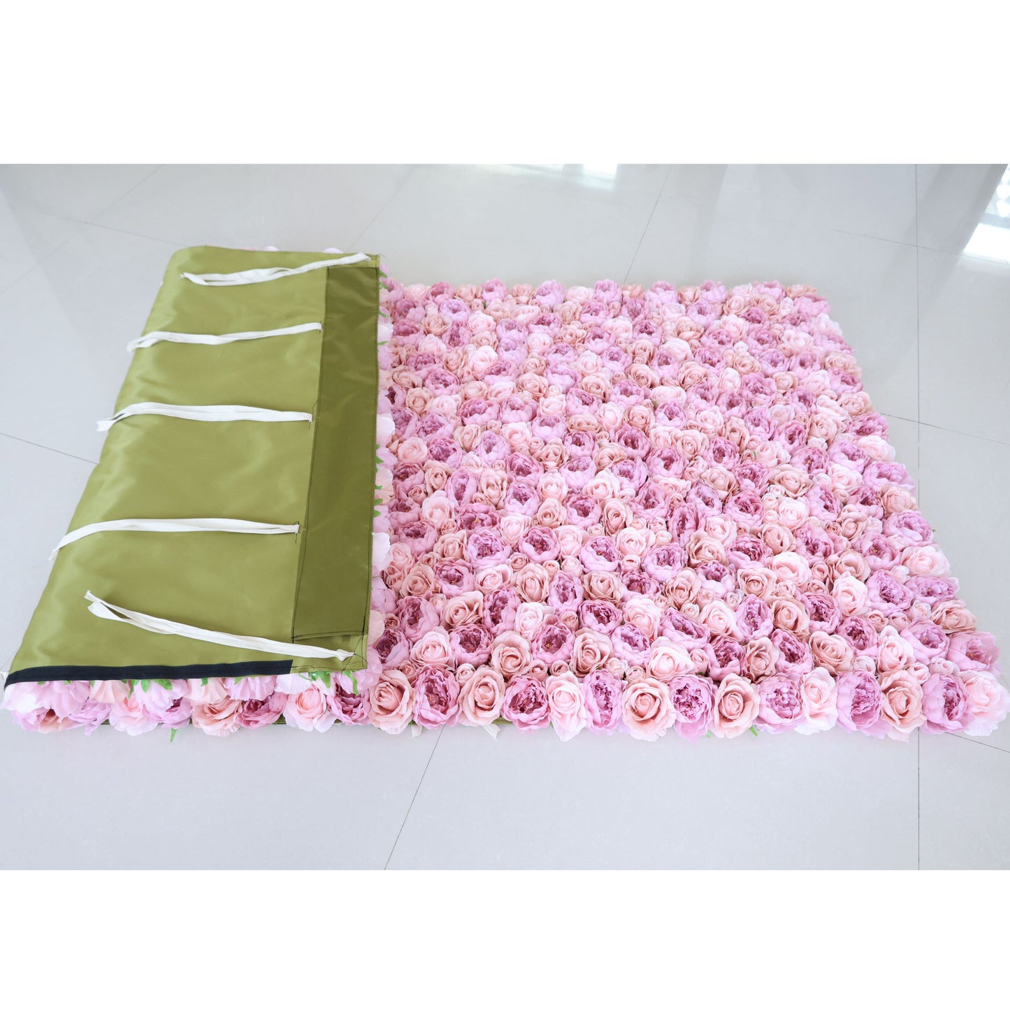 ValarFlowers luxury artificial flower wall backdrop with lush roses peonies hydrangeas in pink white, faux floral panel for wedding party decor