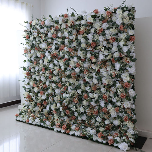 ValarFlowers artificial flower wall backdrop with lush roses, peonies, hydrangeas and greenery for wedding, event and party decor