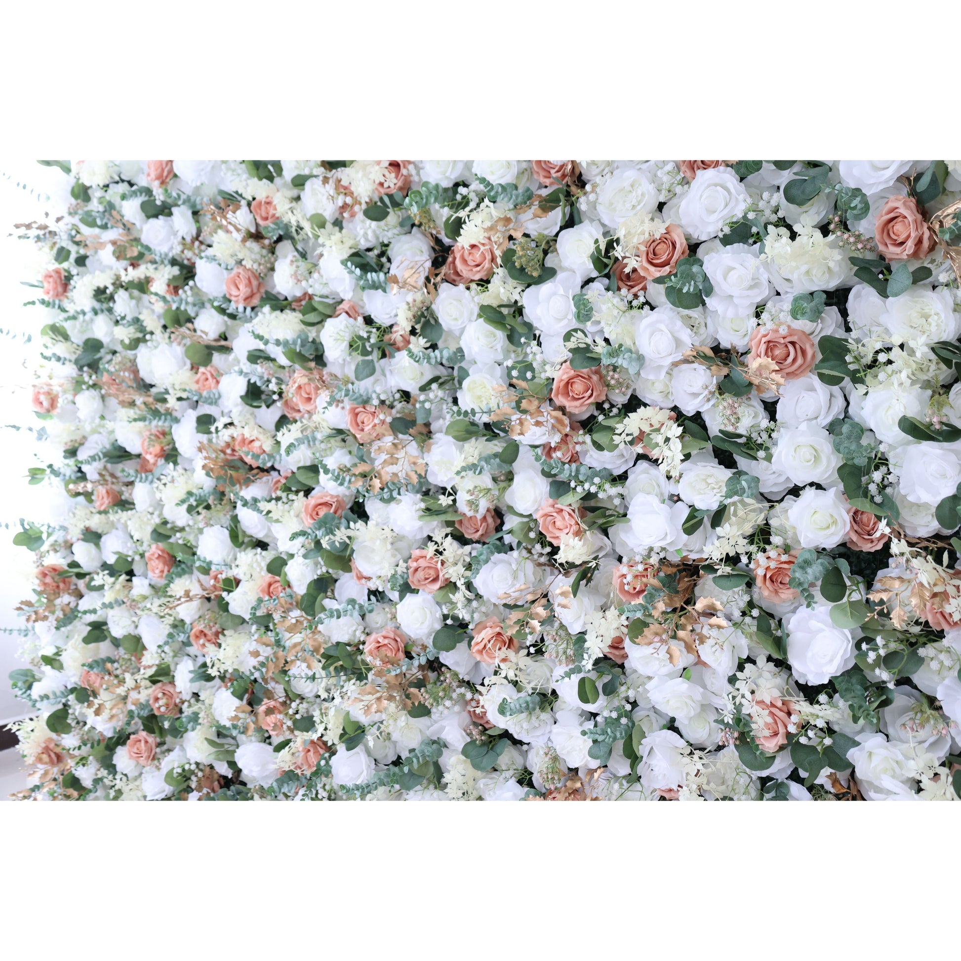 ValarFlowers lush pink white rose peony hydrangea artificial flower wall with greenery, perfect wedding backdrop, party photo booth decor