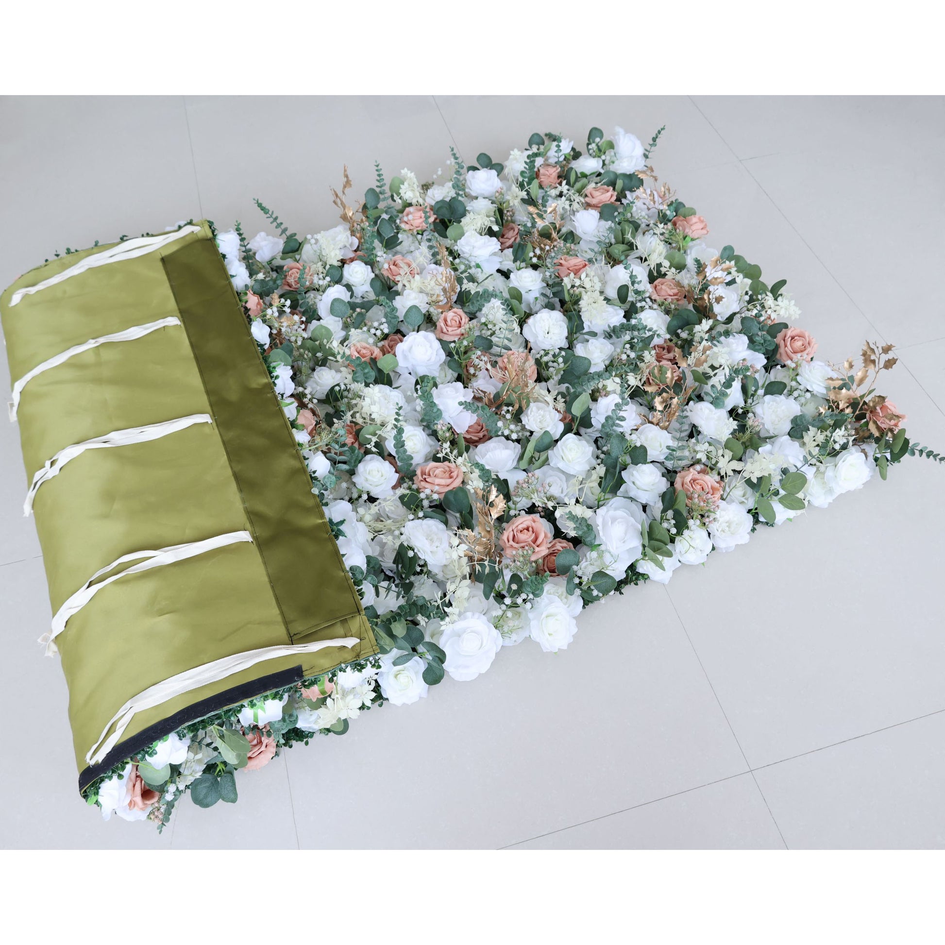 ValarFlowers artificial flower wall backdrop with lush pink roses, peonies and hydrangeas for wedding and event decor