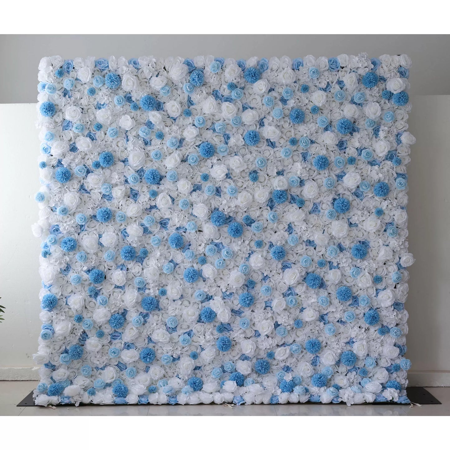 ValarFlowers Artificial Floral Wall Backdrop: Serene Seascape - Azure Blue & Cream Bliss Edition-VF-270