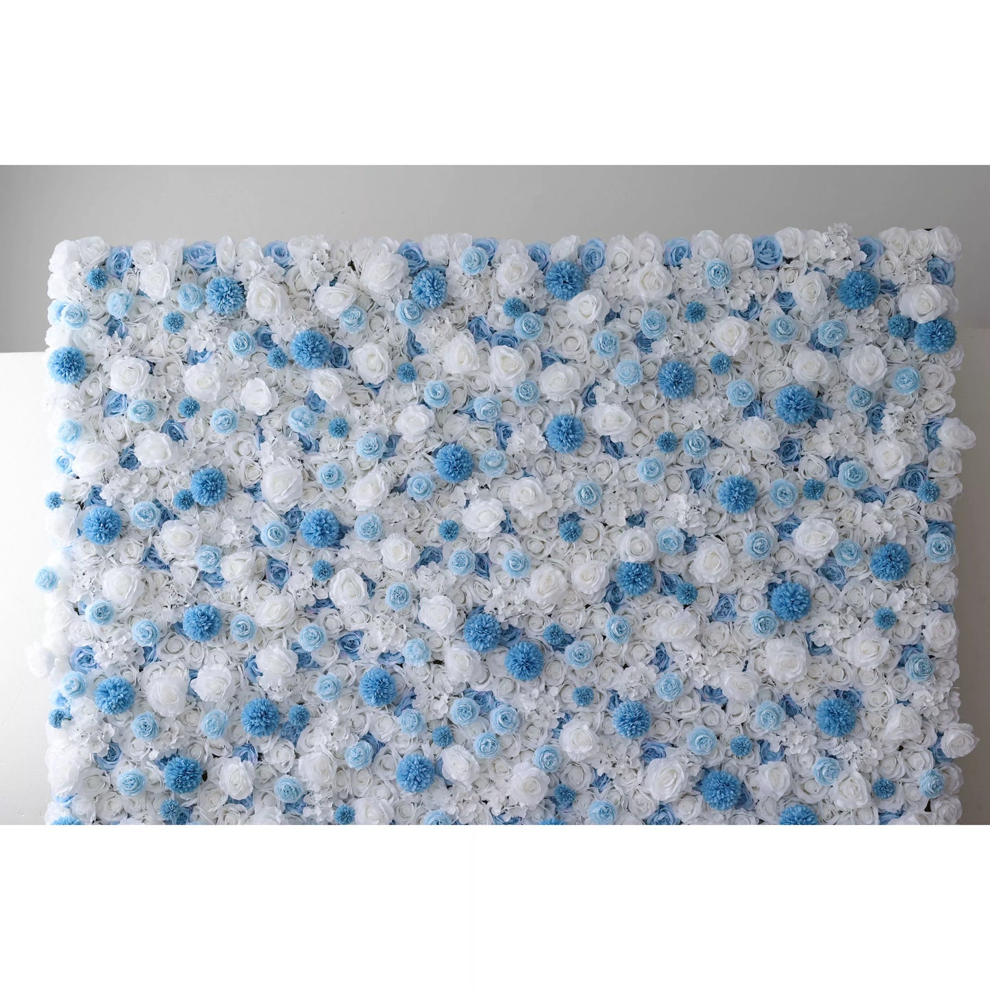 ValarFlowers Artificial Floral Wall Backdrop: Serene Seascape - Azure Blue & Cream Bliss Edition-VF-270