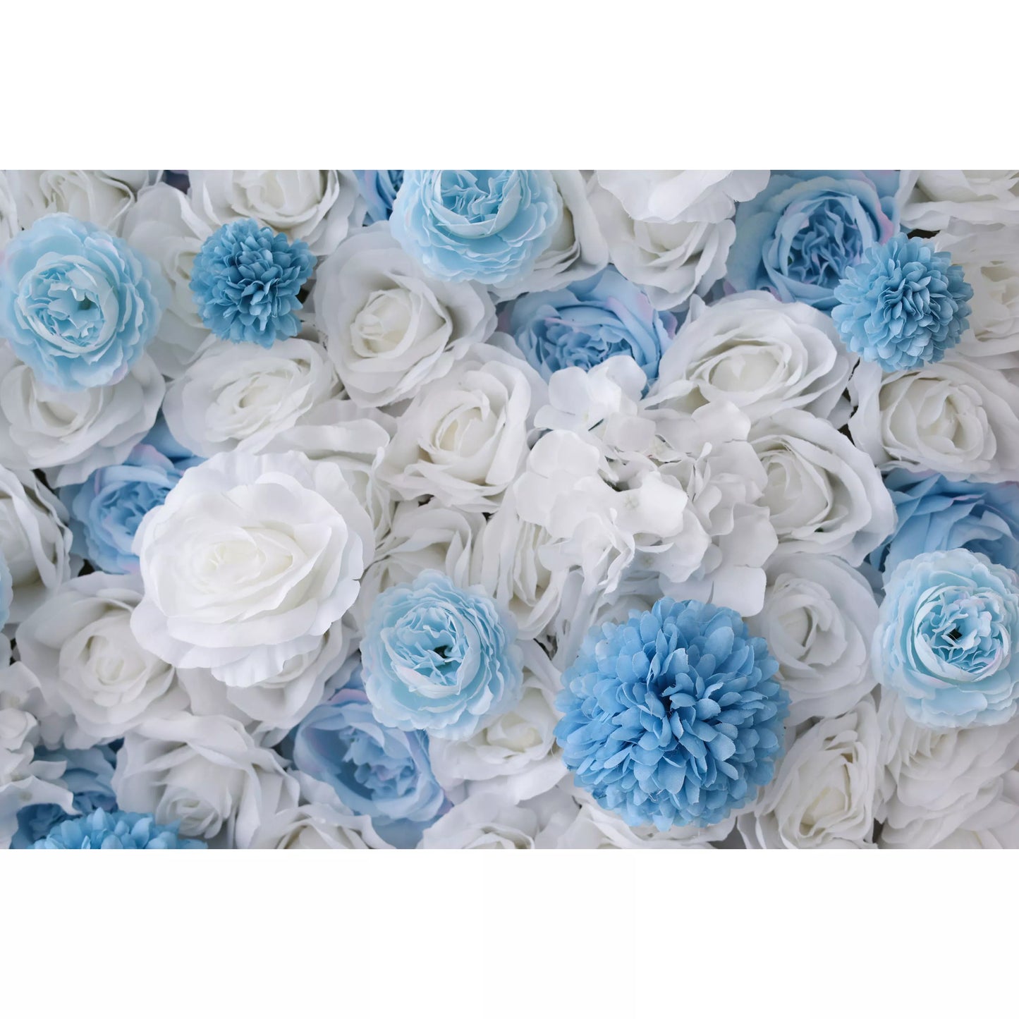 ValarFlowers Artificial Floral Wall Backdrop: Serene Seascape - Azure Blue & Cream Bliss Edition-VF-270