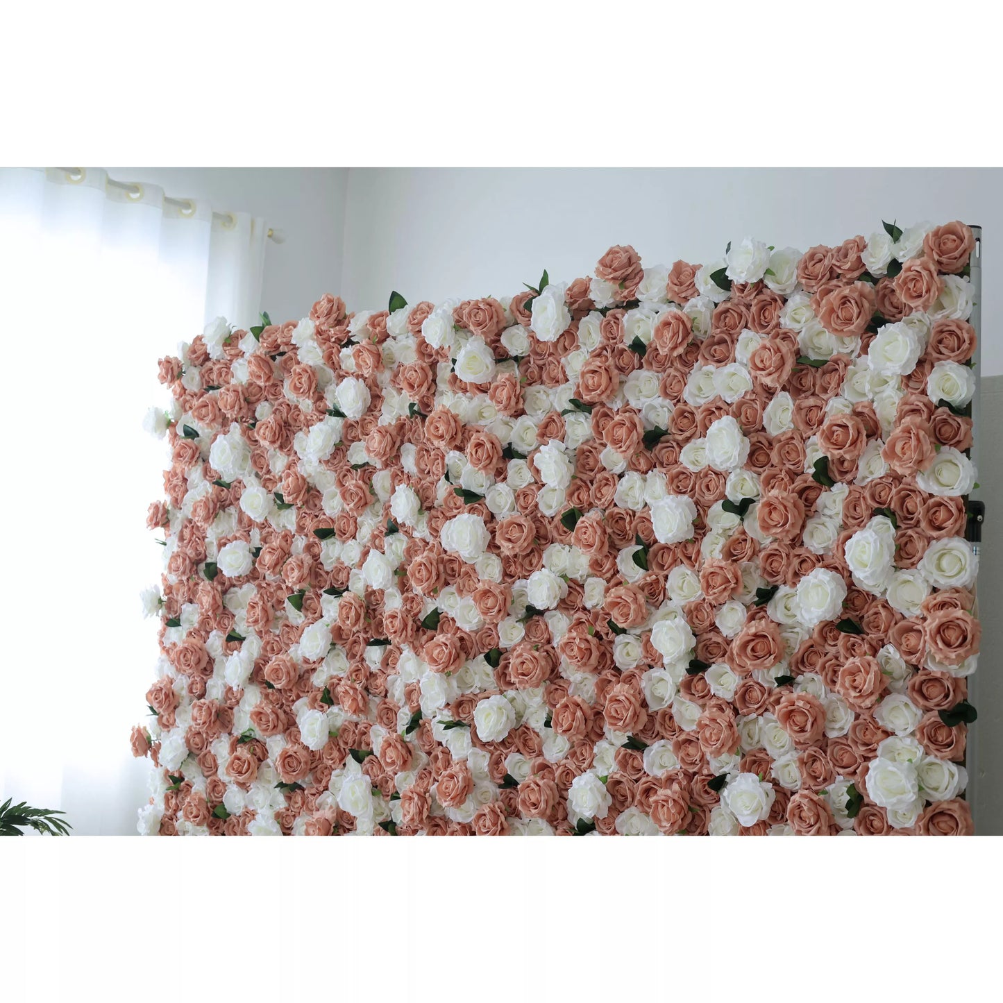 ValarFlowers Artificial Floral Wall Backdrop: Vintage Roses - Peach & Cream Harmony Edition-VF-269