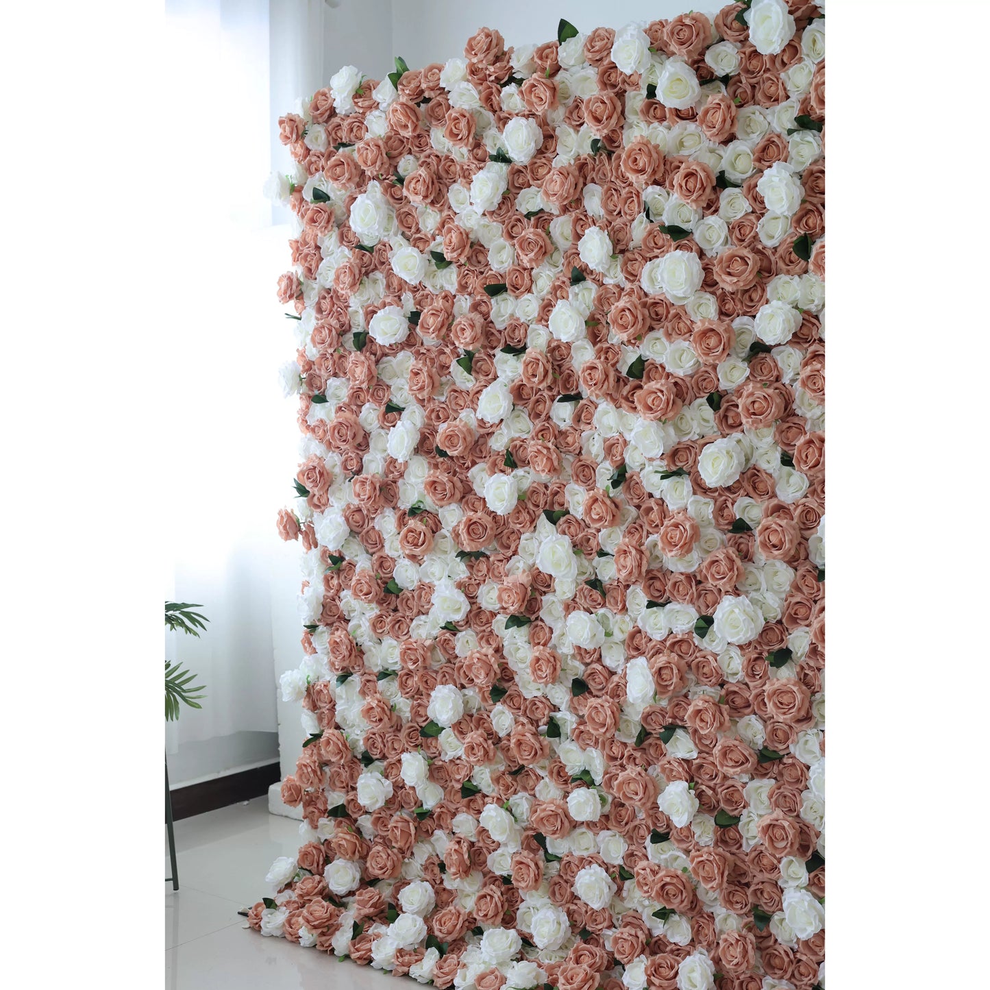 ValarFlowers Artificial Floral Wall Backdrop: Vintage Roses - Peach & Cream Harmony Edition-VF-269