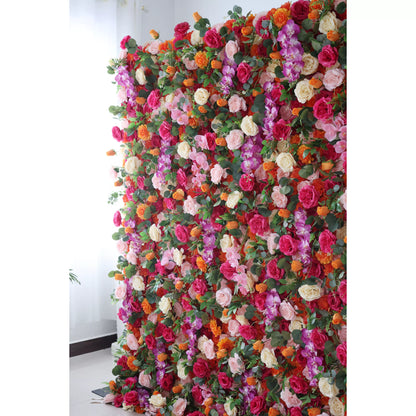 ValarFlowers Artificial Floral Wall Backdrop: Enchanted Garden - Radiant &amp; Romantic Bloom Array-VF-271