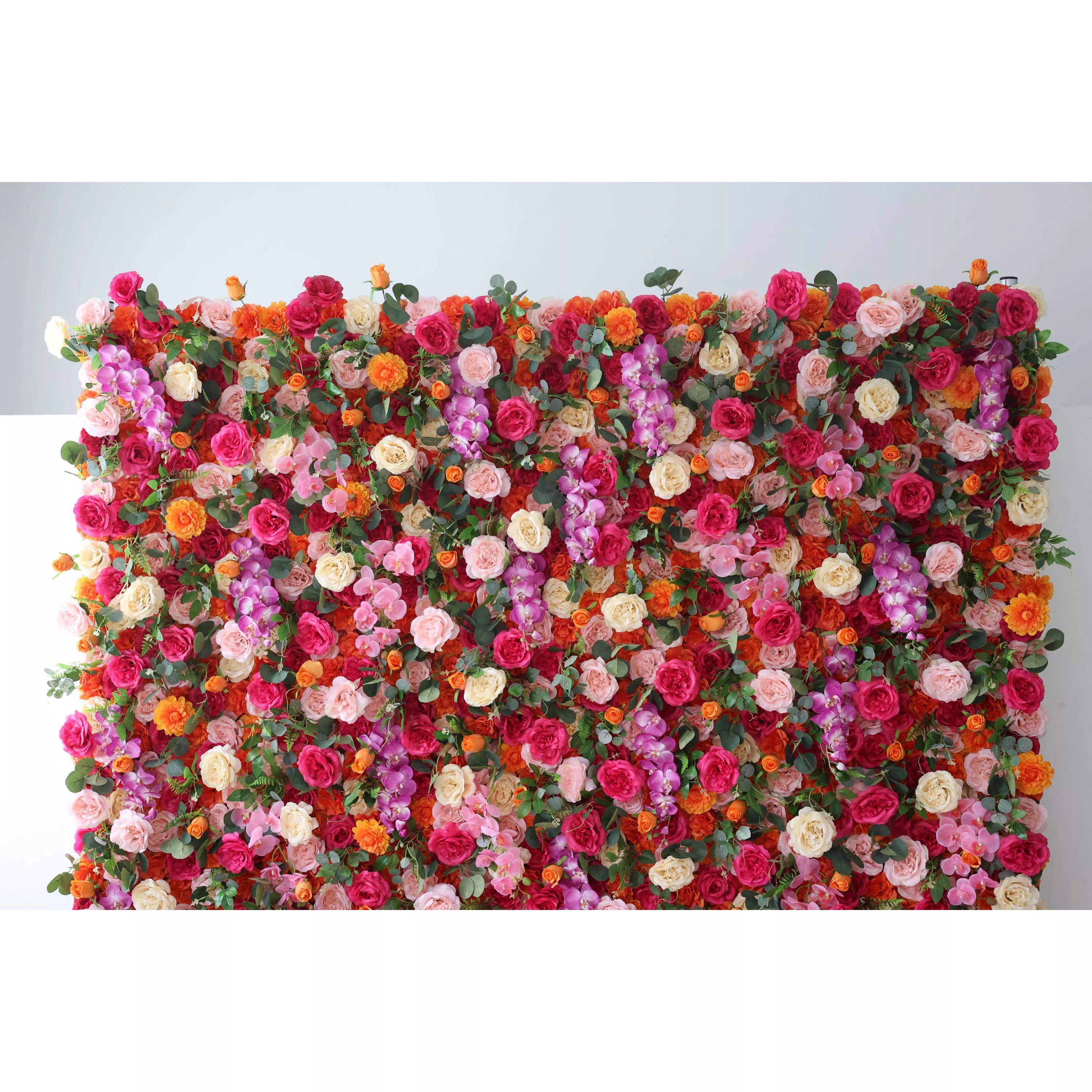 ValarFlowers Artificial Floral Wall Backdrop: Enchanted Garden - Radiant &amp; Romantic Bloom Array-VF-271