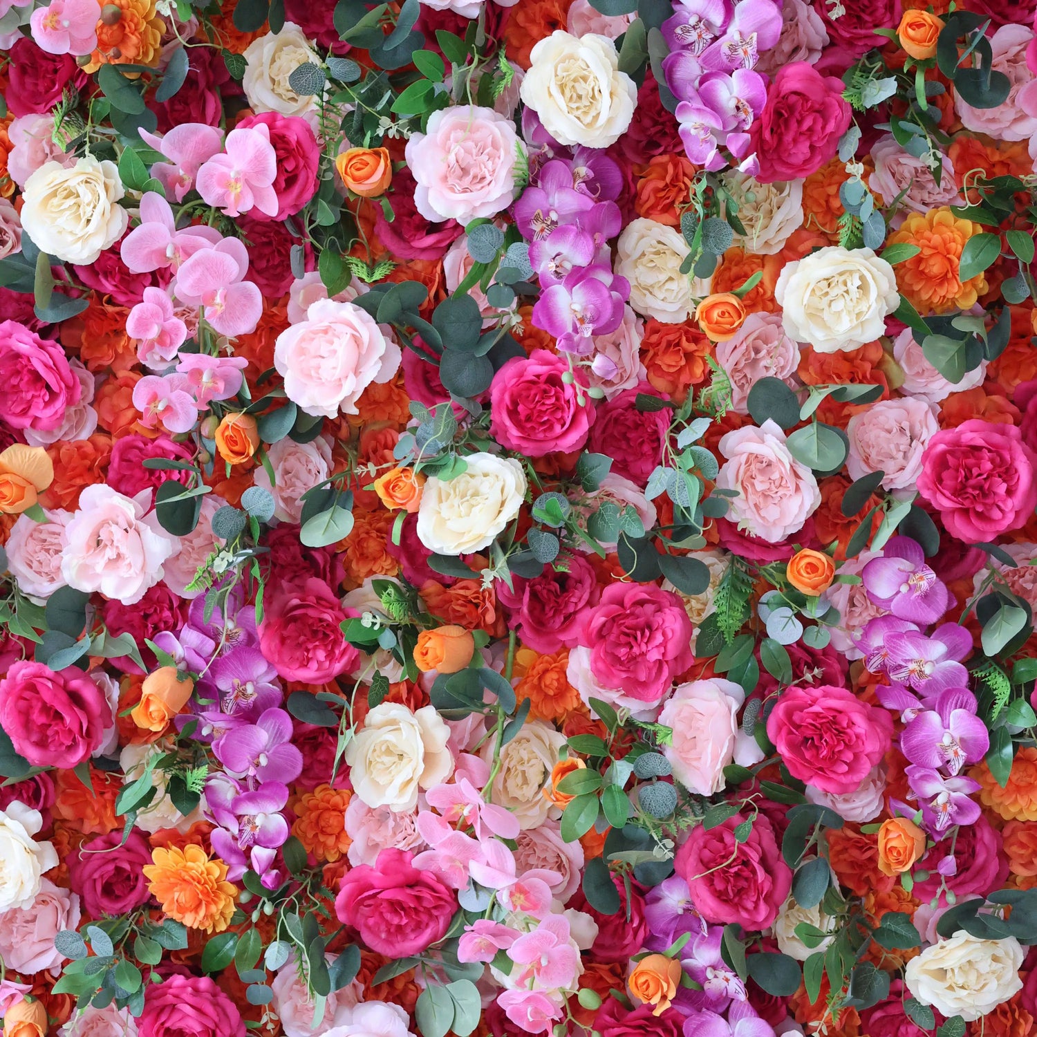 ValarFlowers Artificial Floral Wall Backdrop: Enchanted Garden - Radiant &amp; Romantic Bloom Array-VF-271