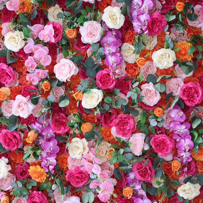 ValarFlowers Artificial Floral Wall Backdrop: Enchanted Garden - Radiant &amp; Romantic Bloom Array-VF-271