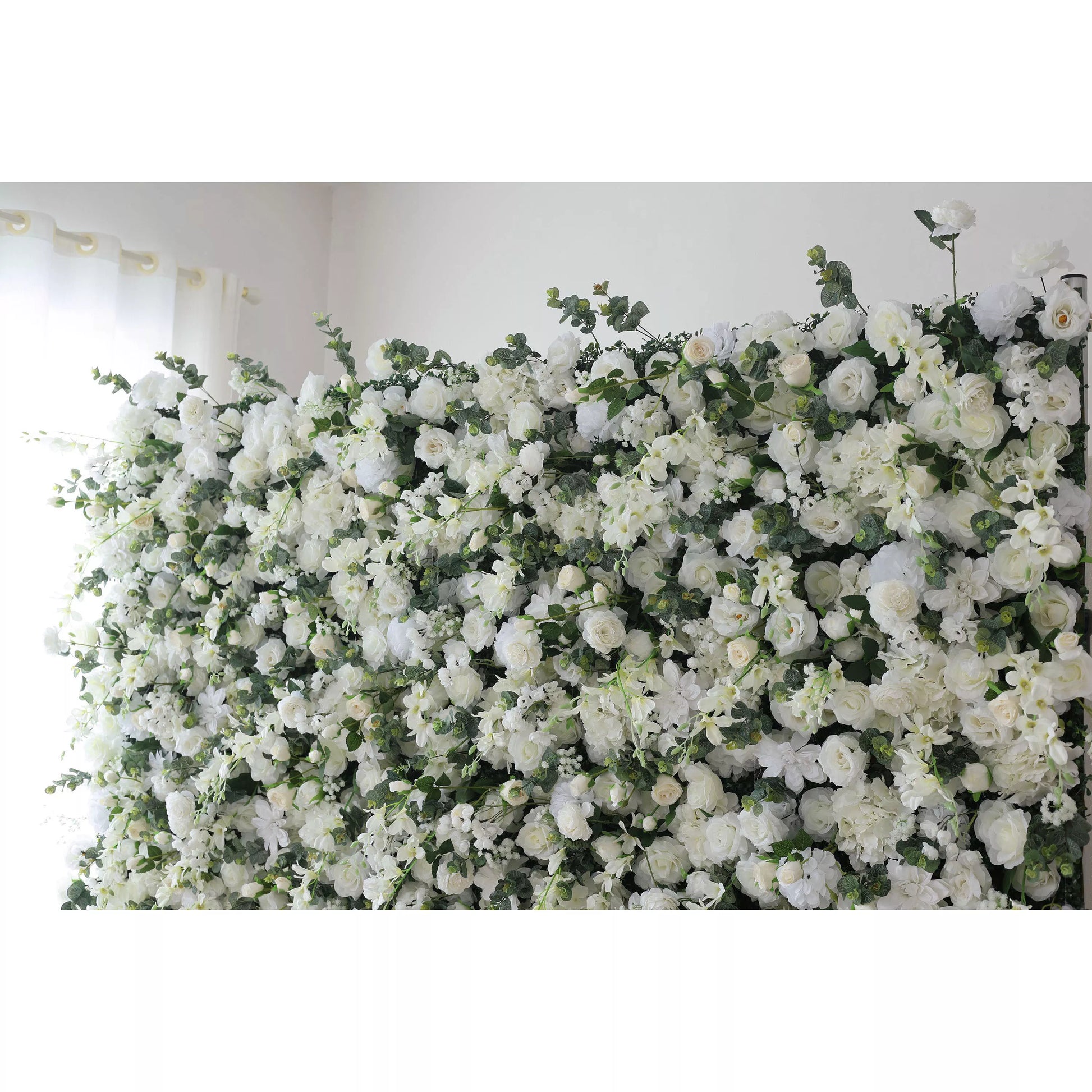 ValarFlowers elegant white artificial flower wall with roses peonies hydrangeas and greenery-perfect wedding backdrop event decor
