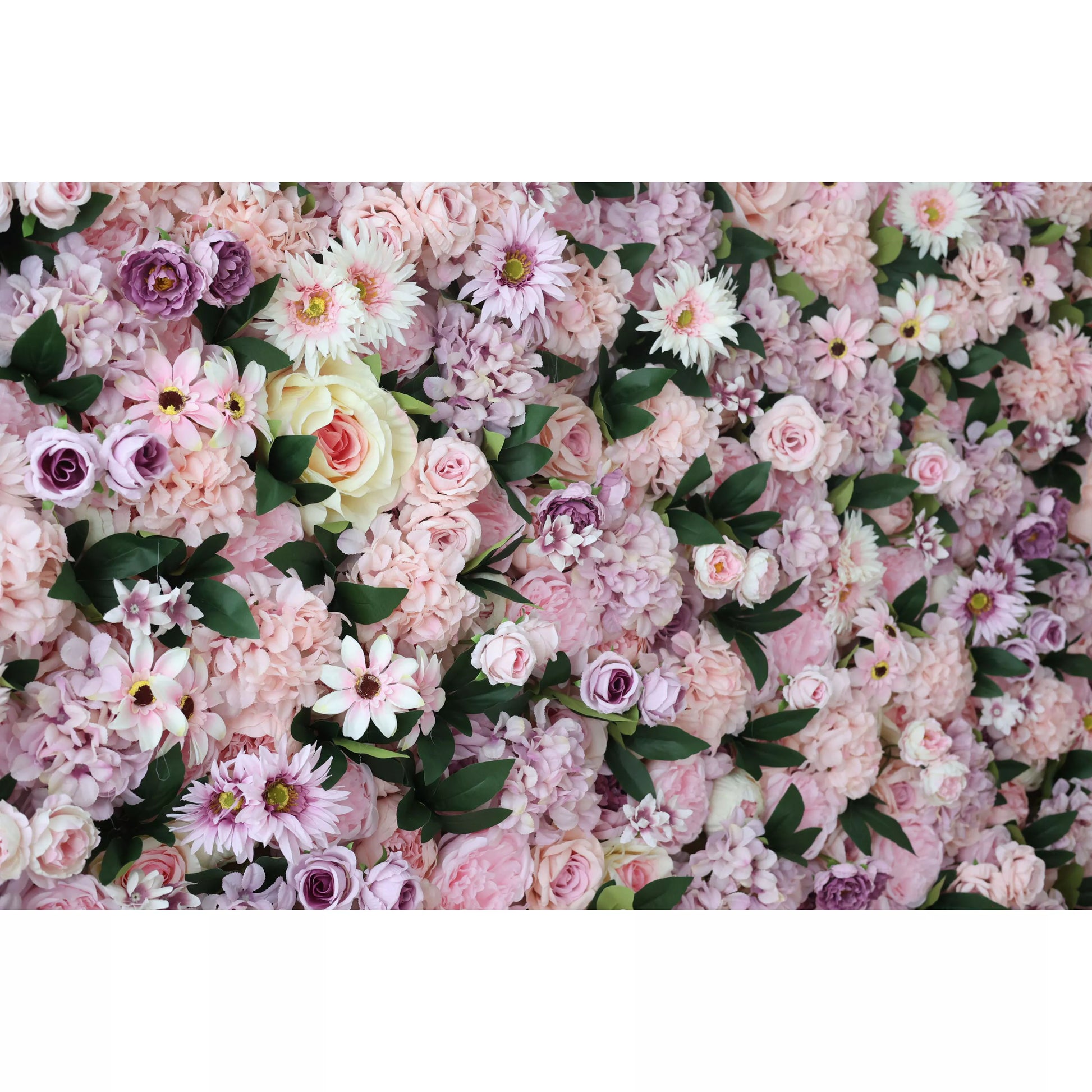 ValarFlowers artificial flower wall backdrop with lush roses peonies hydrangeas soft colors for wedding party photo booth