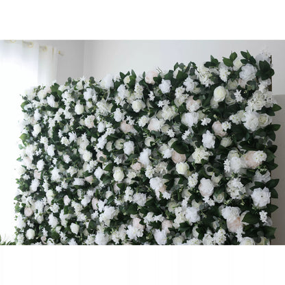 ValarFlowers Artificial Floral Wall Backdrop: Ethereal Elegance - A Pristine Panorama of White Blooms-VF-273-2