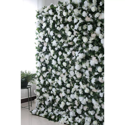 ValarFlowers Artificial Floral Wall Backdrop: Ethereal Elegance - A Pristine Panorama of White Blooms-VF-273-2