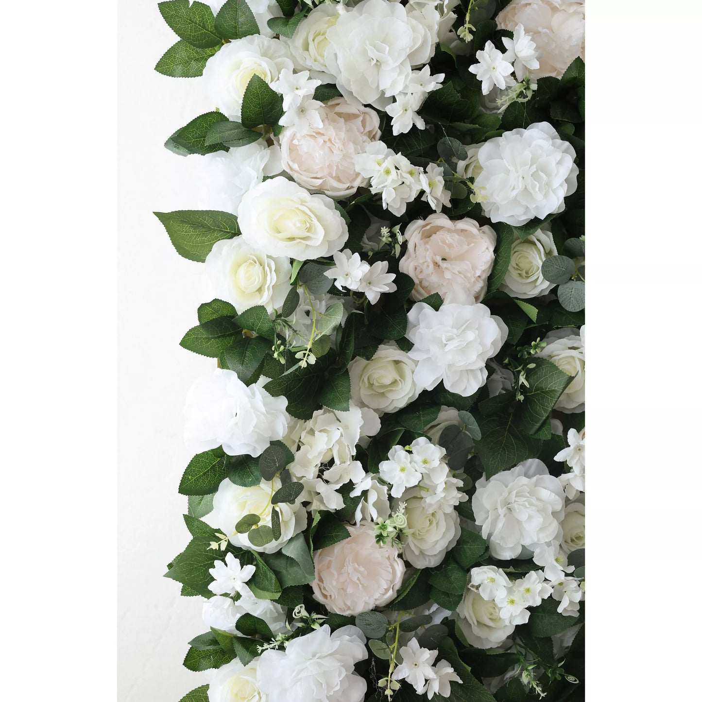 ValarFlowers Artificial Floral Wall Backdrop: Ethereal Elegance - A Pristine Panorama of White Blooms-VF-273-2