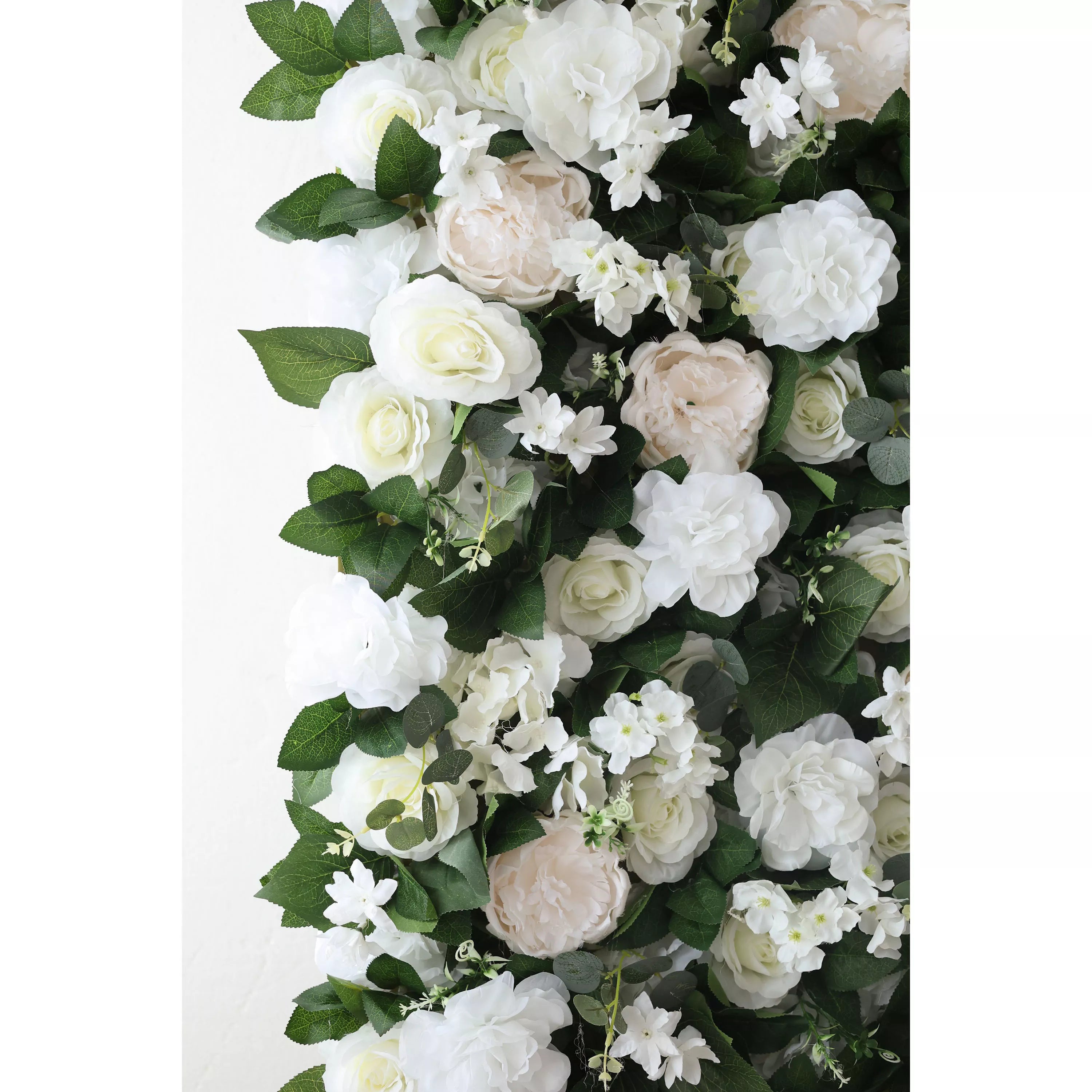 ValarFlowers Artificial Floral Wall Backdrop: Ethereal Elegance - A Pristine Panorama of White Blooms-VF-273-2