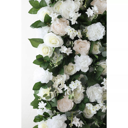 ValarFlowers Artificial Floral Wall Backdrop: Ethereal Elegance - A Pristine Panorama of White Blooms-VF-273-2