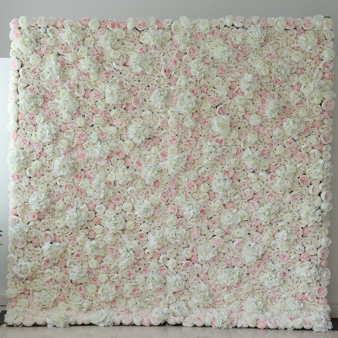 Valar Blumen Roll-up-Stoff künstliche gemischte weiße und rosa rosa Farbe grüne Blätter Wand Hochzeit Hintergrund, Blumen Party Dekor, Event Fotografie, Spa Dekor-VF-090