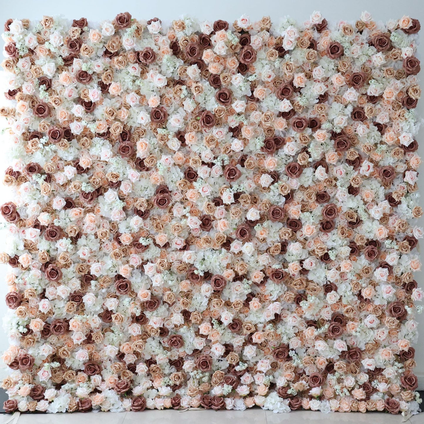 ValarFlowers Brown Khaki Artificial Flower Wall Wedding Backdrop Roll Up Fabric Panel for Party Event Photo Booth Decor