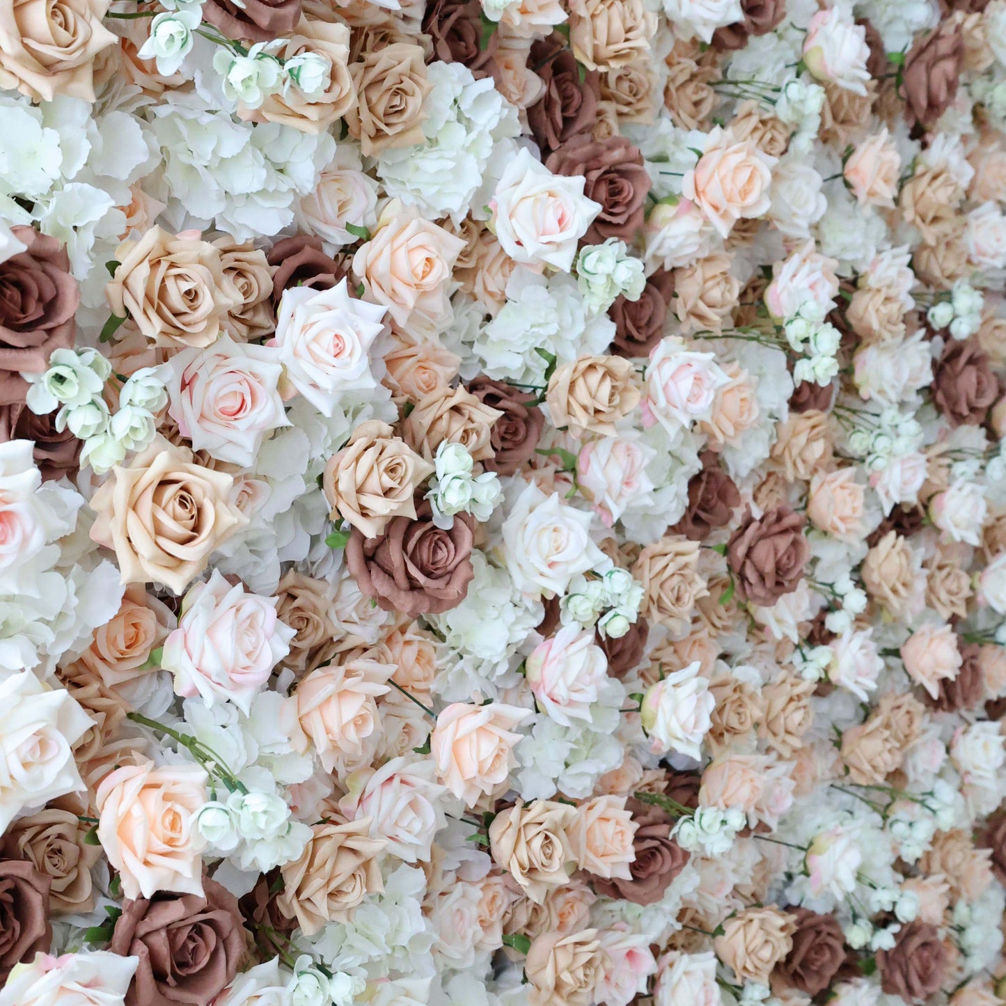 ValarFlowers brown khaki artificial flower wall with roses peonies, roll up fabric backdrop for wedding party photo booth decor