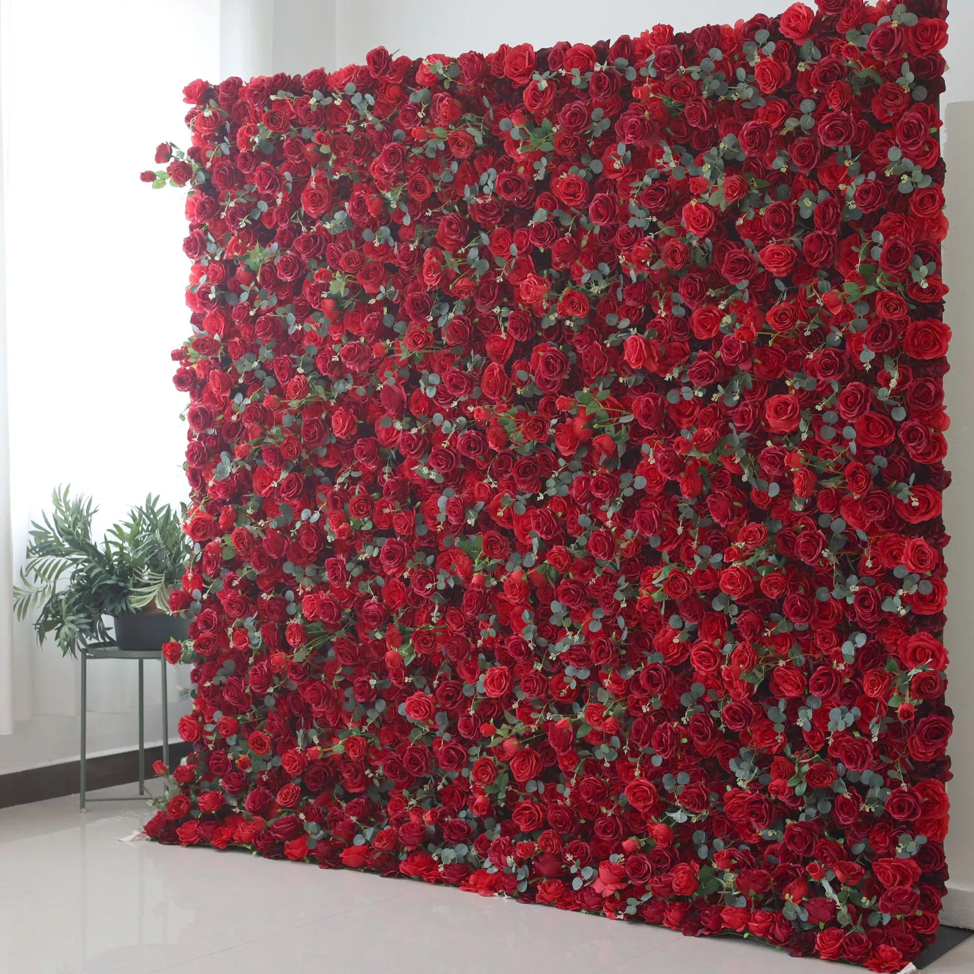 ValarFlowers Backdrop: Revel in the radiant romance with the Scarlet Symphony - a mesmerizing mix of red roses, encapsulating love's eternal essence.