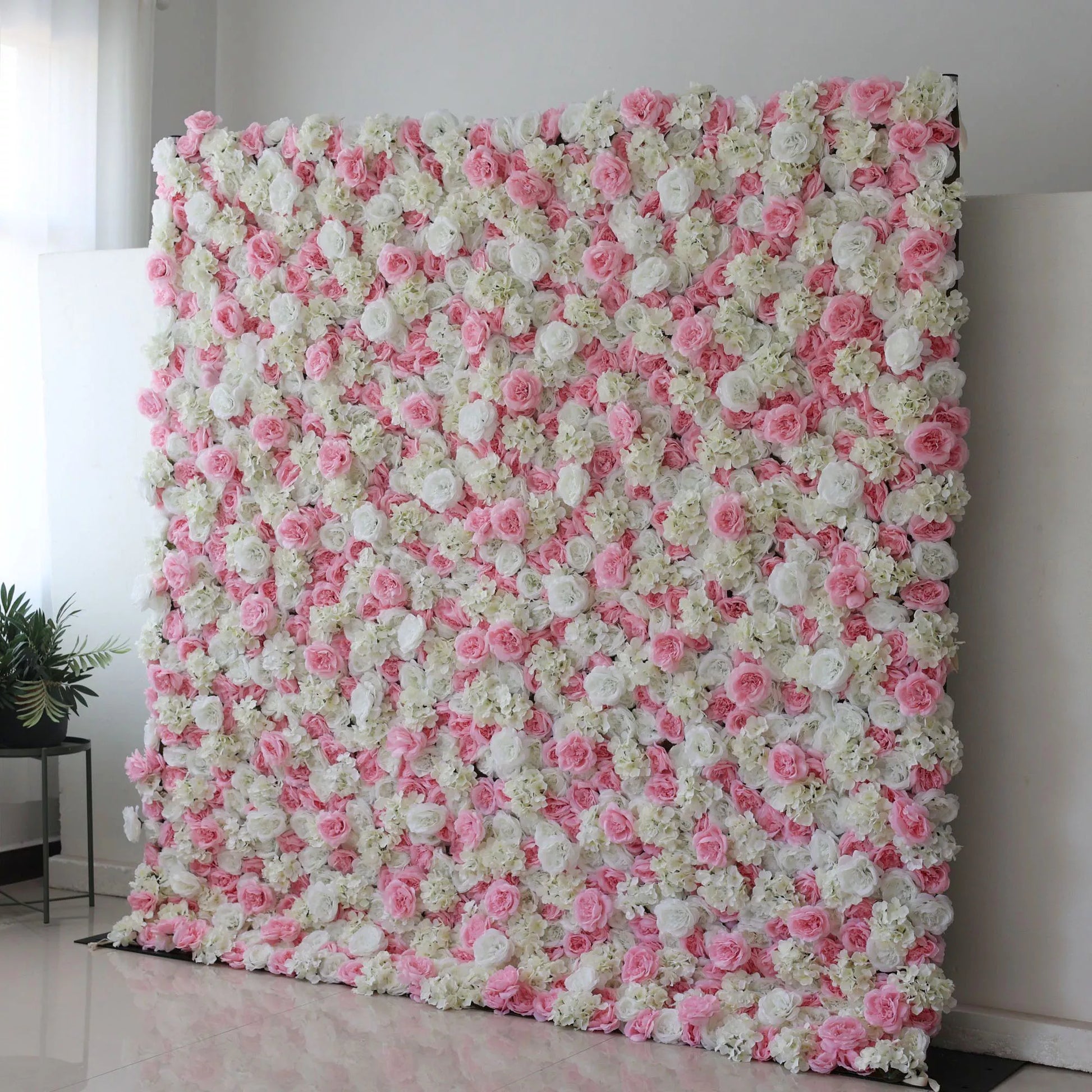 ValarFlowers luxury pink white artificial flower wall panel with roses peonies hydrangeas for wedding ceremony backdrop event decor