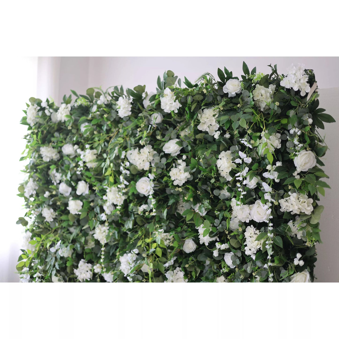 Luxury ValarFlowers white rose peony artificial floral wall backdrop with lush greenery for wedding ceremony photo booth event decor