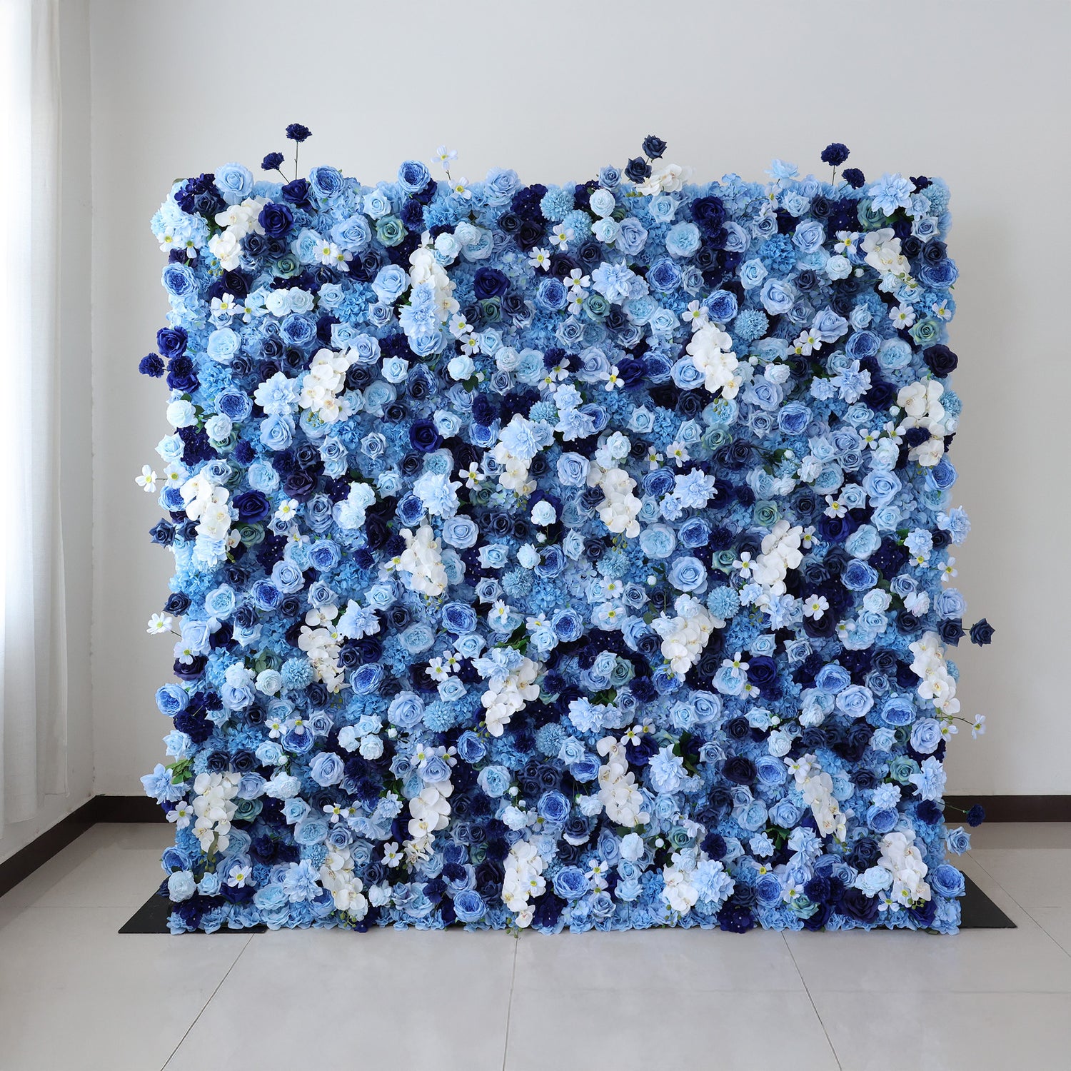 ValarFlowers Blue Ombre Floral Extravaganza Wall: A Serene, Luxurious Masterpiece for Elegant Celebrations - VF - 603