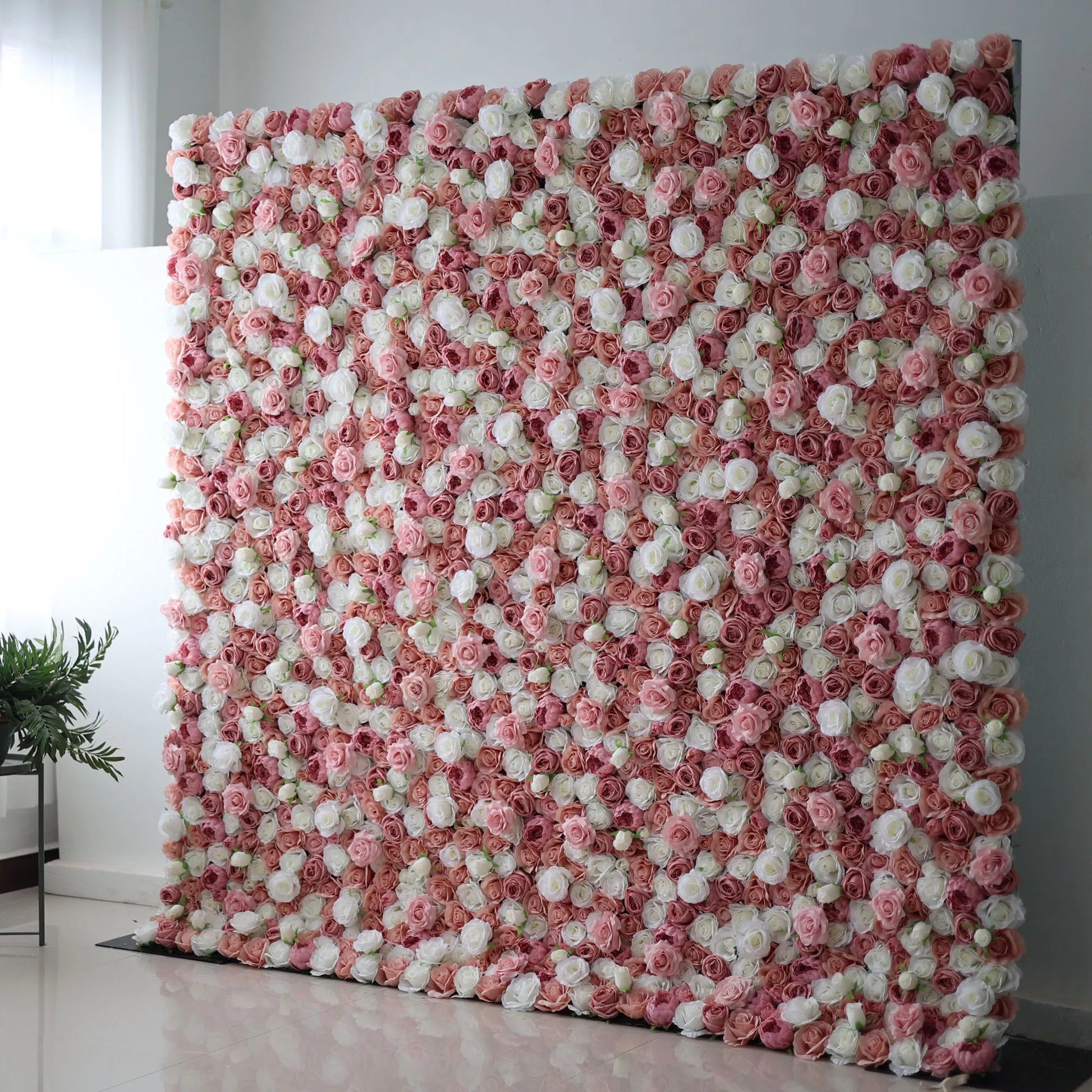 ValarFlowers red & white rose peony hydrangea artificial flower wall backdrop for wedding ceremony, party, photo booth - luxury faux floral decor