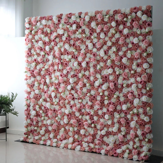 ValarFlowers red & white rose peony hydrangea artificial flower wall backdrop for wedding ceremony, party, photo booth - luxury faux floral decor