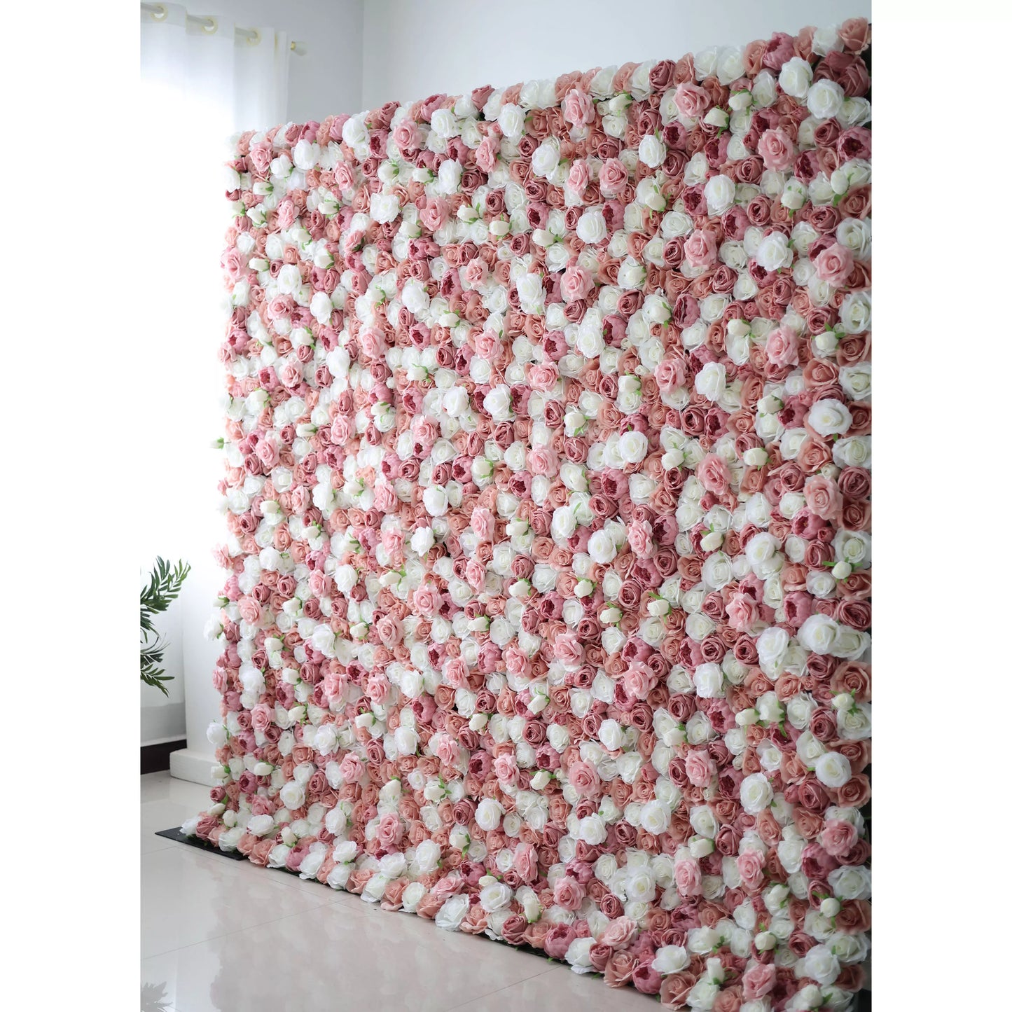 ValarFlowers artificial red and white rose flower wall backdrop for wedding, party, event decor and photo booth photography