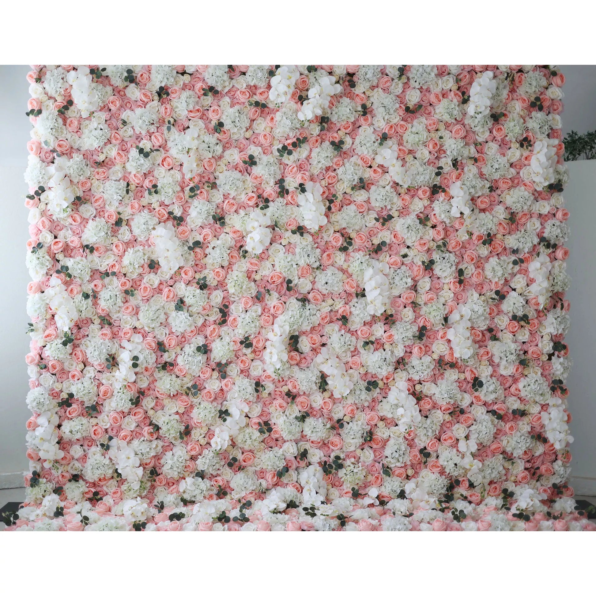ValarFlowers artificial flower wall backdrop with white roses orchids brandy roses for wedding party photo booth event decor