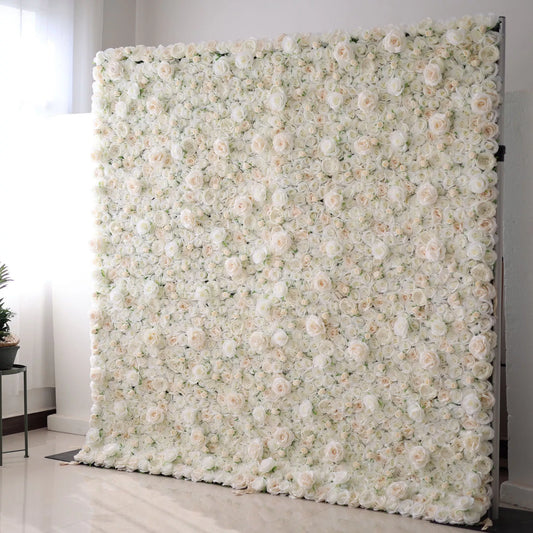 ValarFlowers floral wall backdrop with white pink rose peonies hydrangeas greenery for wedding ceremony photo booth party decor