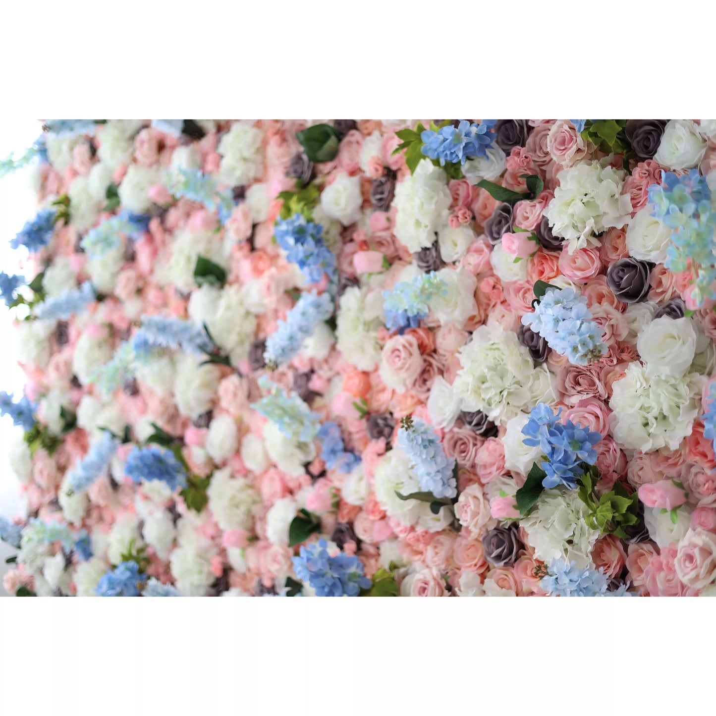 ValarFlowers artificial flower wall backdrop with lush peonies roses hydrangeas in blush pink ivory for wedding ceremony photo booth decor